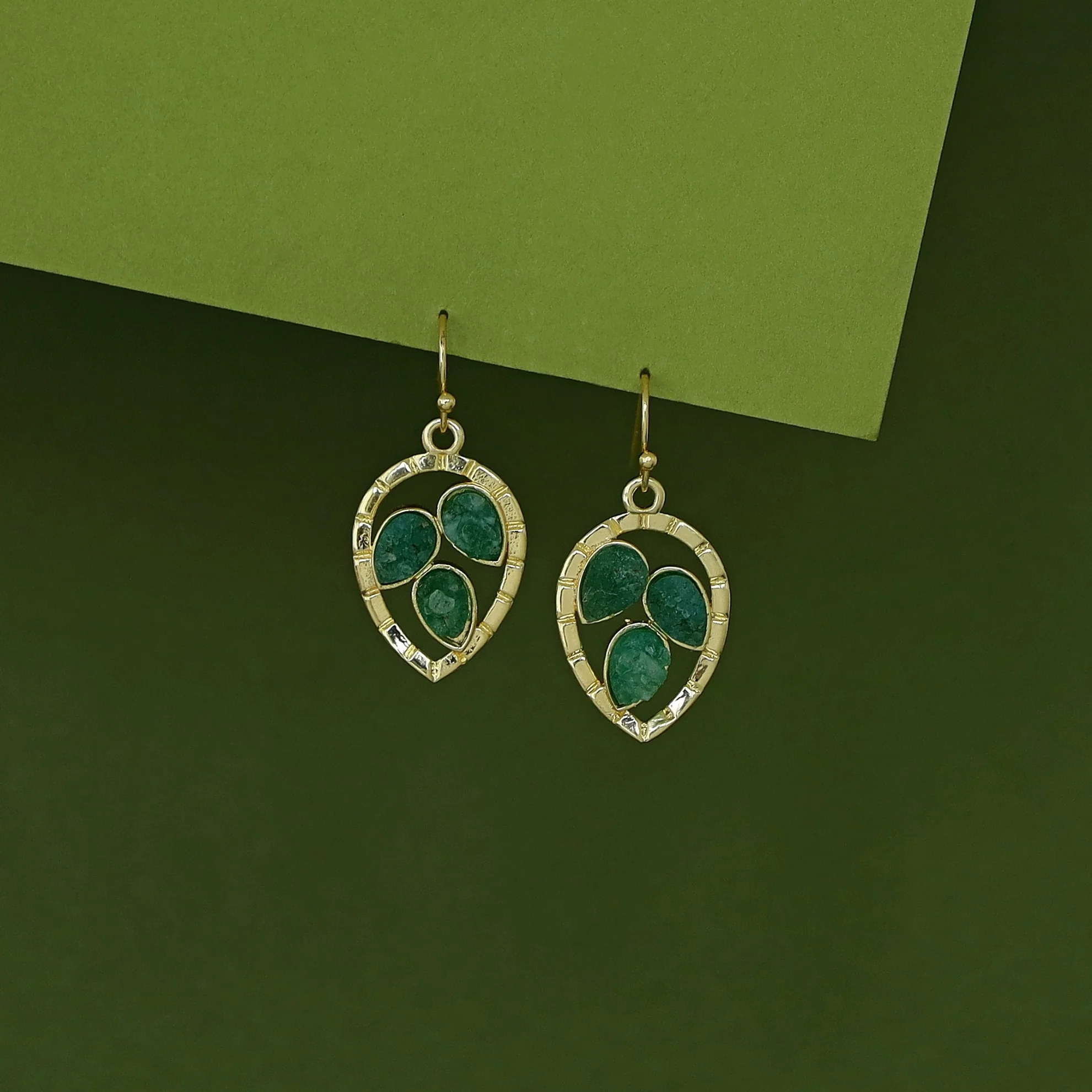 Naadiya Golden Textured Druzy Stone Drop - Image 2