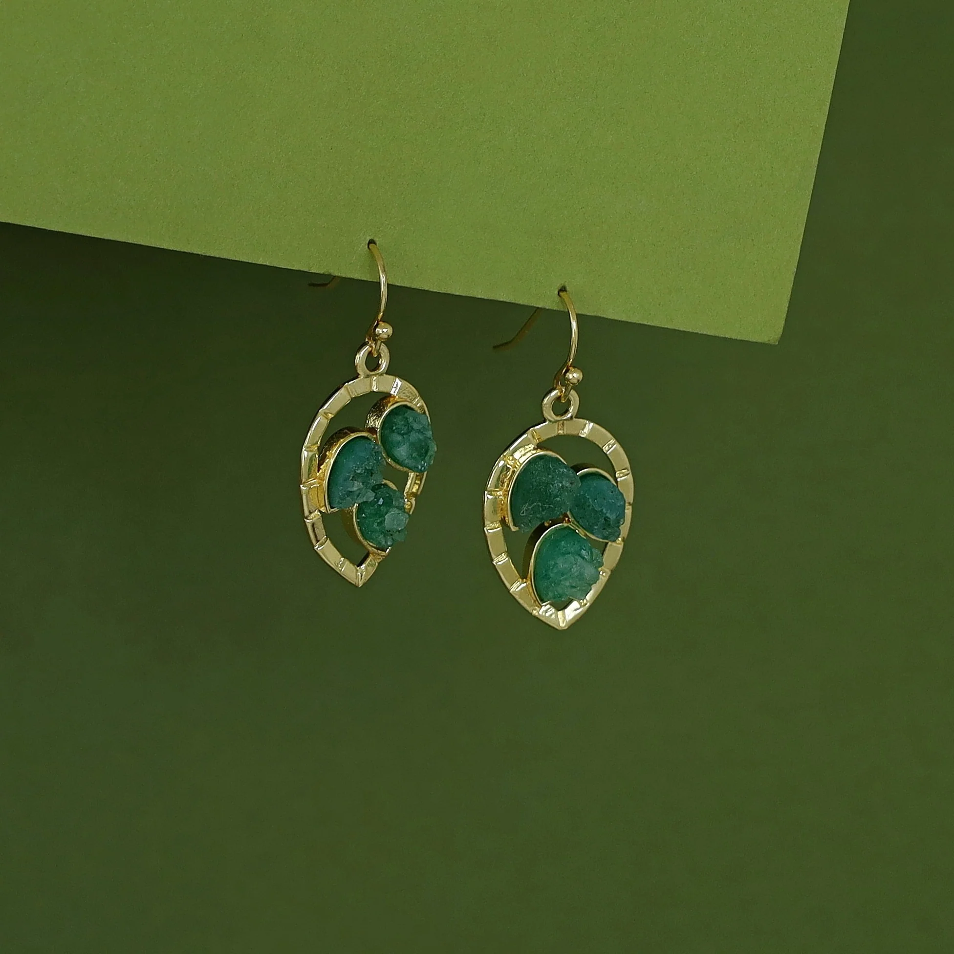 Naadiya Golden Textured Druzy Stone Drop - Image 7