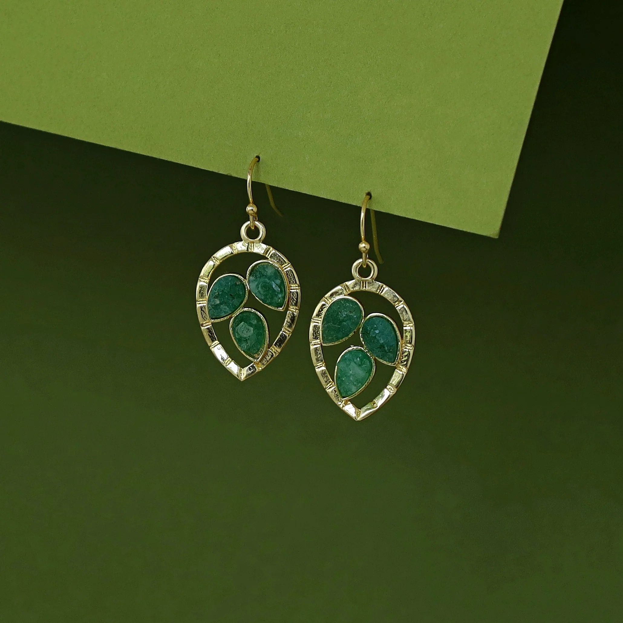 Naadiya Golden Textured Druzy Stone Drop - Image 8