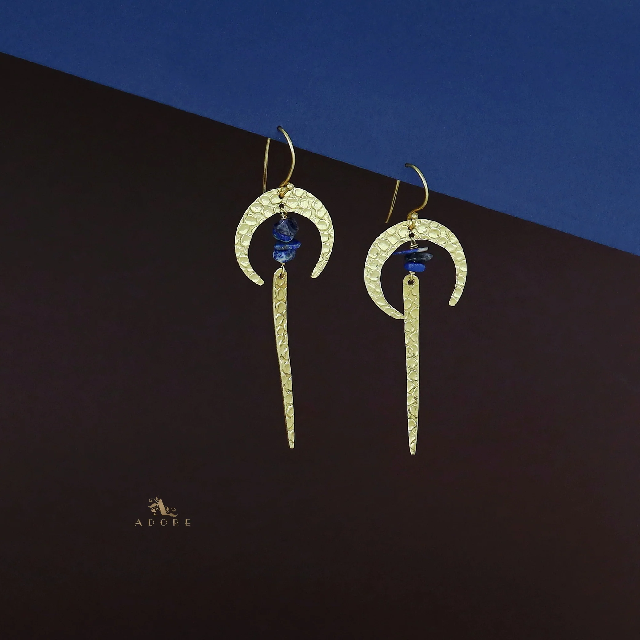 Golden Textured Moon & Stick Raw Stone Drop - Image 6
