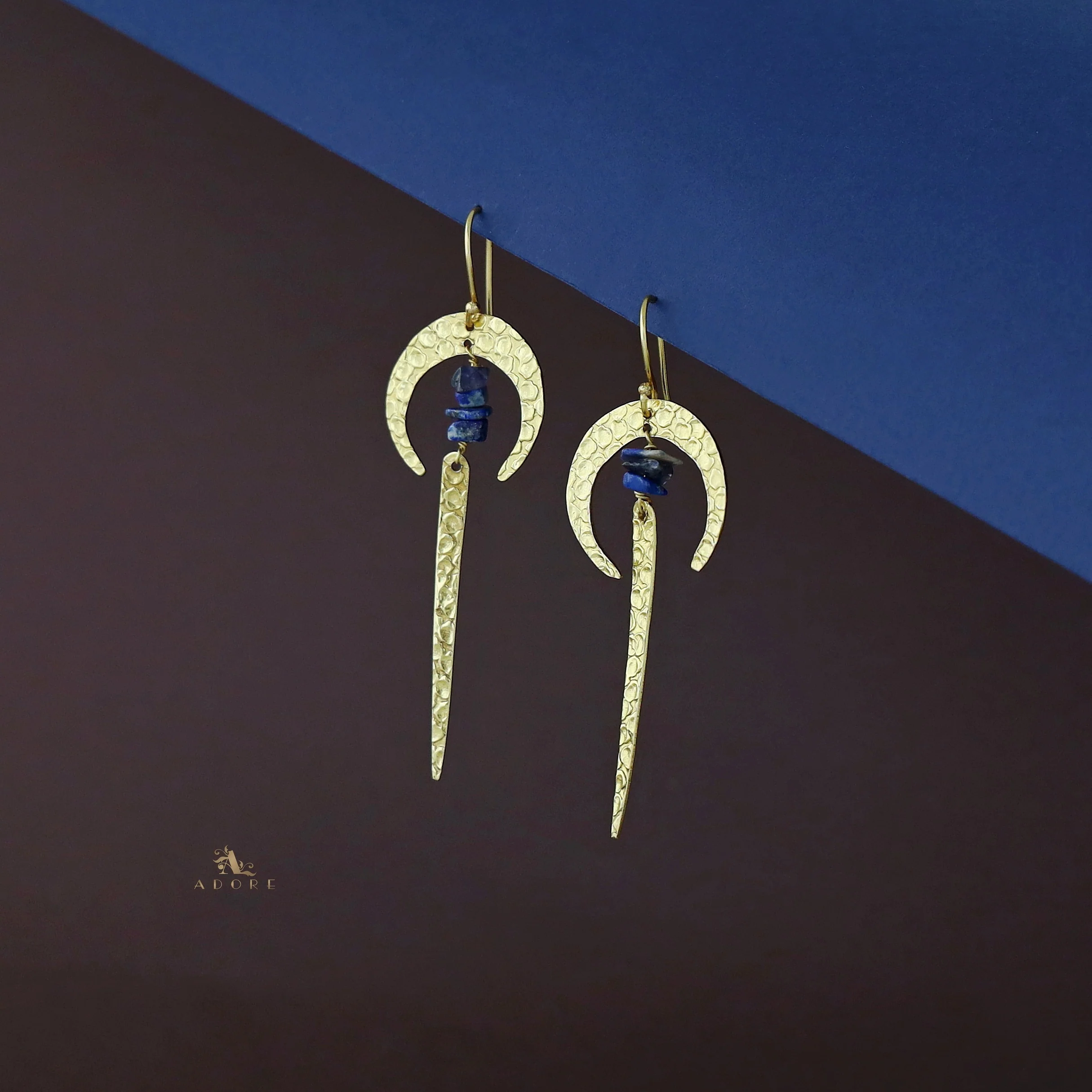 Golden Textured Moon & Stick Raw Stone Drop - Image 7