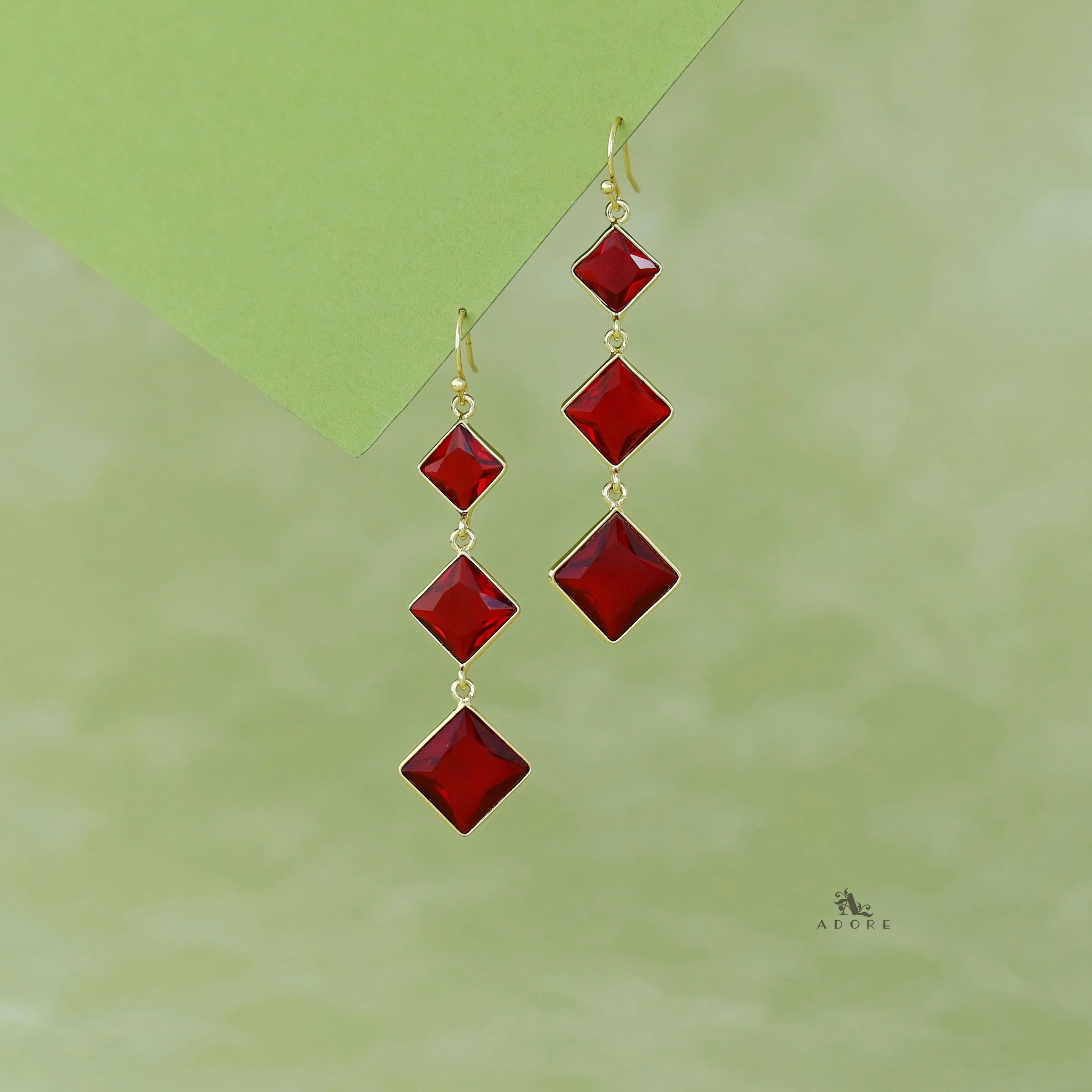 Golden Tri Diamond Glossy Stone Drop - Image 5