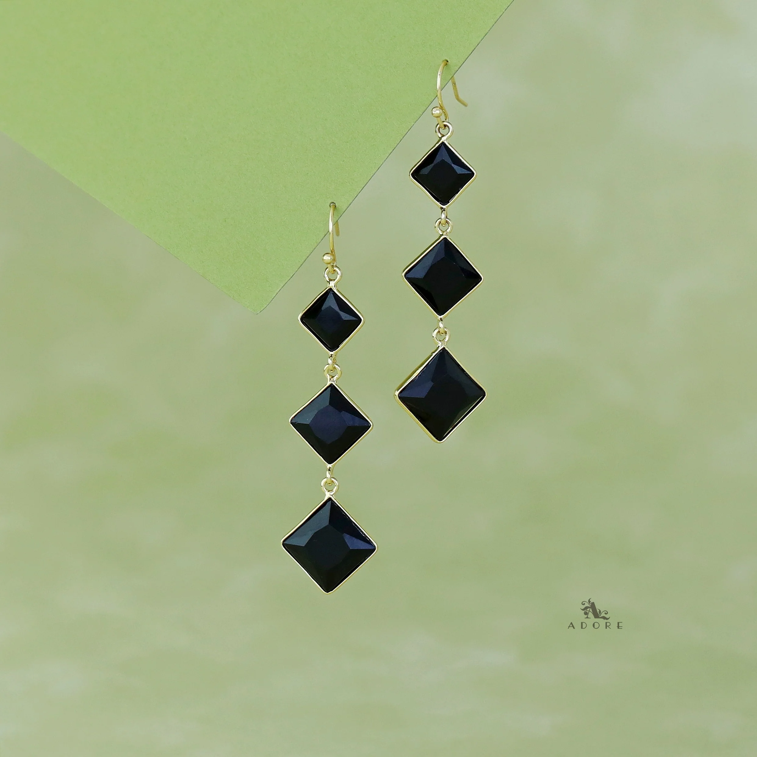 Golden Tri Diamond Glossy Stone Drop - Image 6