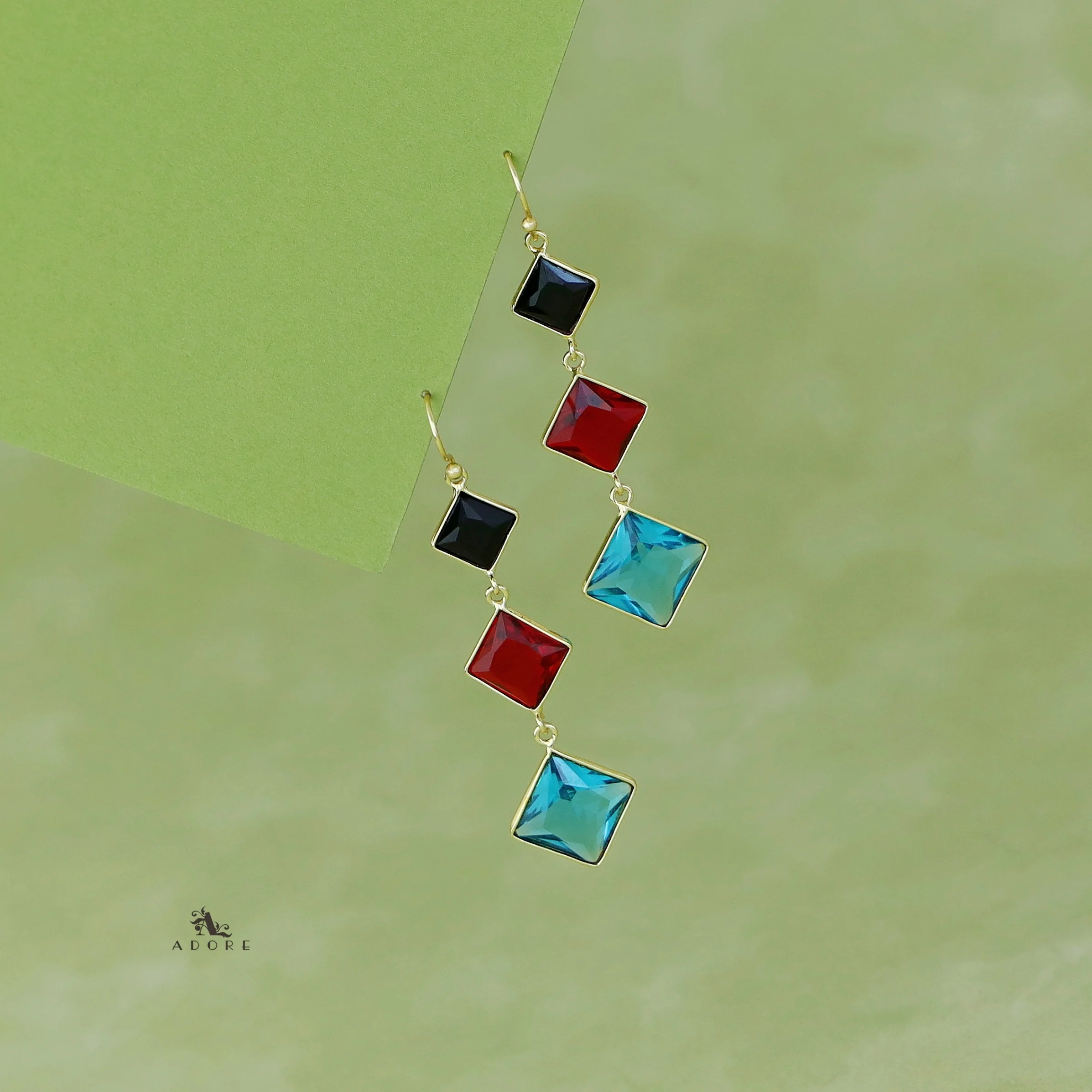 Golden Tri Diamond Glossy Stone Drop - Image 7