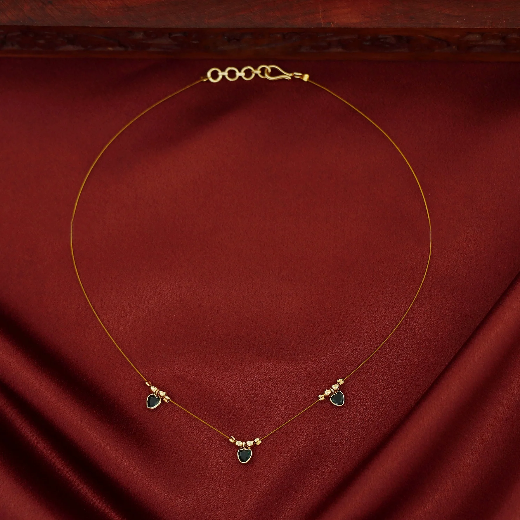 Tejaswini Golden Tri Heart String Neckpiece - Image 5