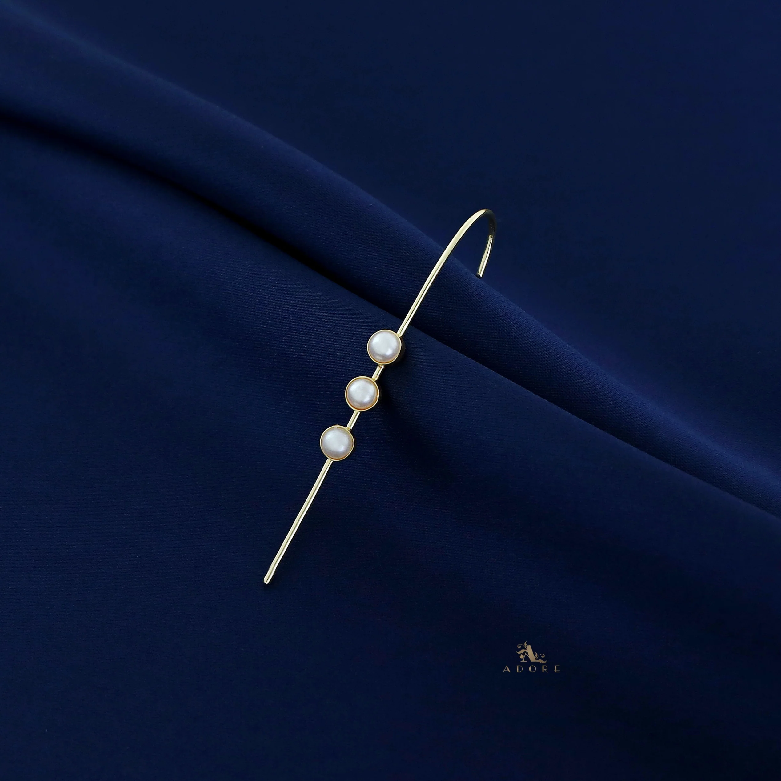 Golden Tri Pearl Ear-Cuff (Single Piece) - Image 3