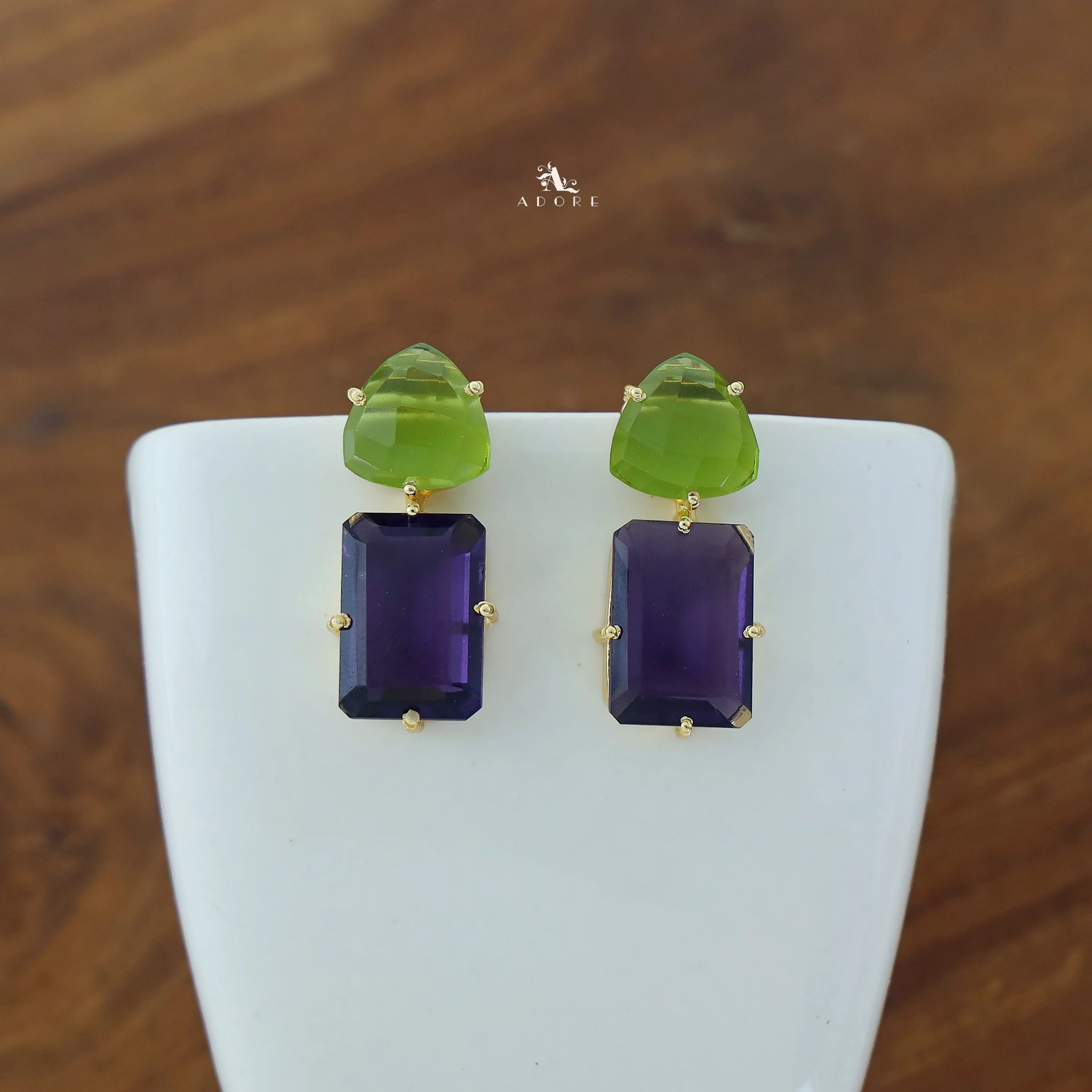 Golden Triangle And Rectangle Glossy Claw Earring - Image 16