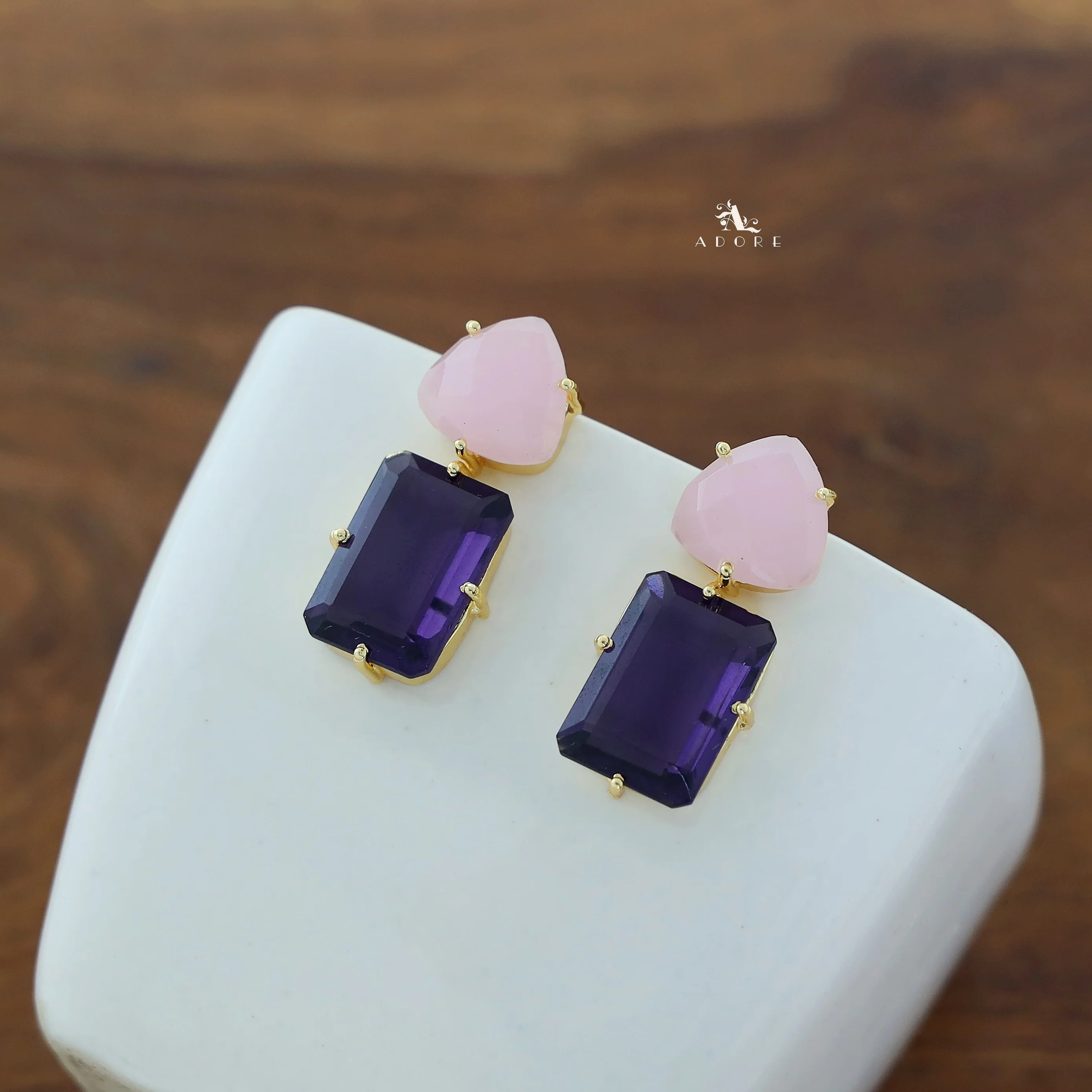 Golden Triangle And Rectangle Glossy Claw Earring - Image 19