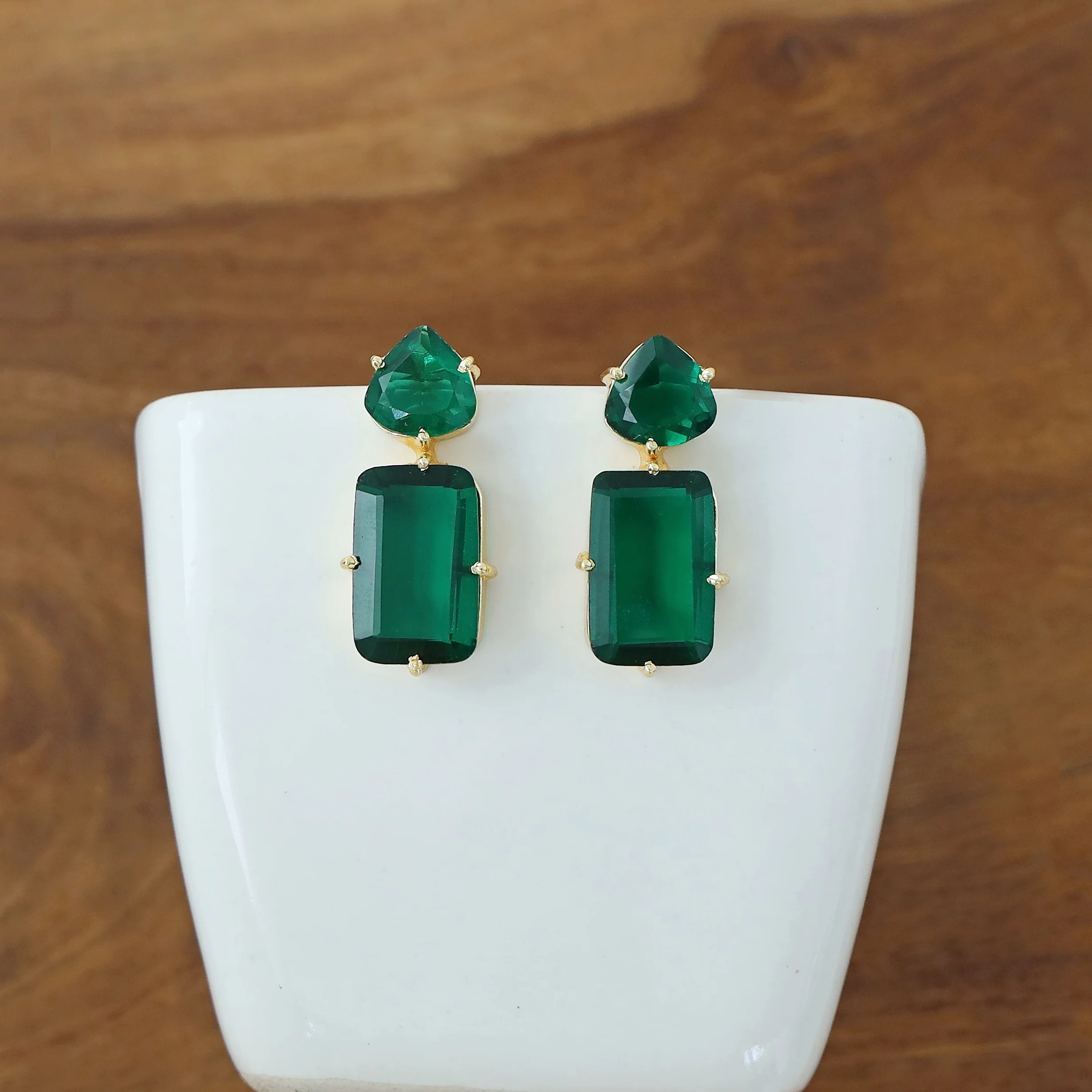 Golden Triangle And Rectangle Glossy Claw Earring - Image 2