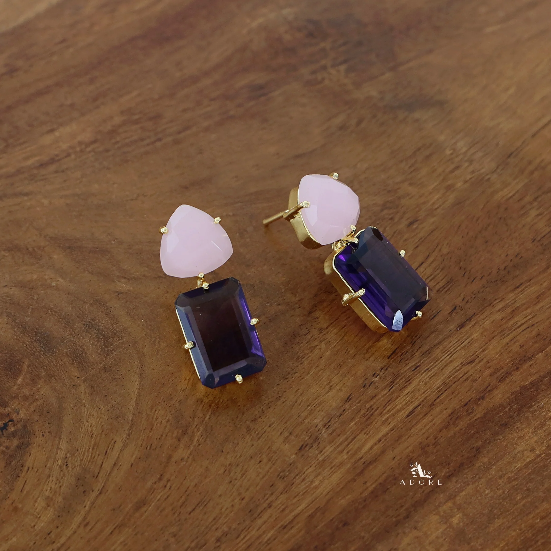 Golden Triangle And Rectangle Glossy Claw Earring - Image 20