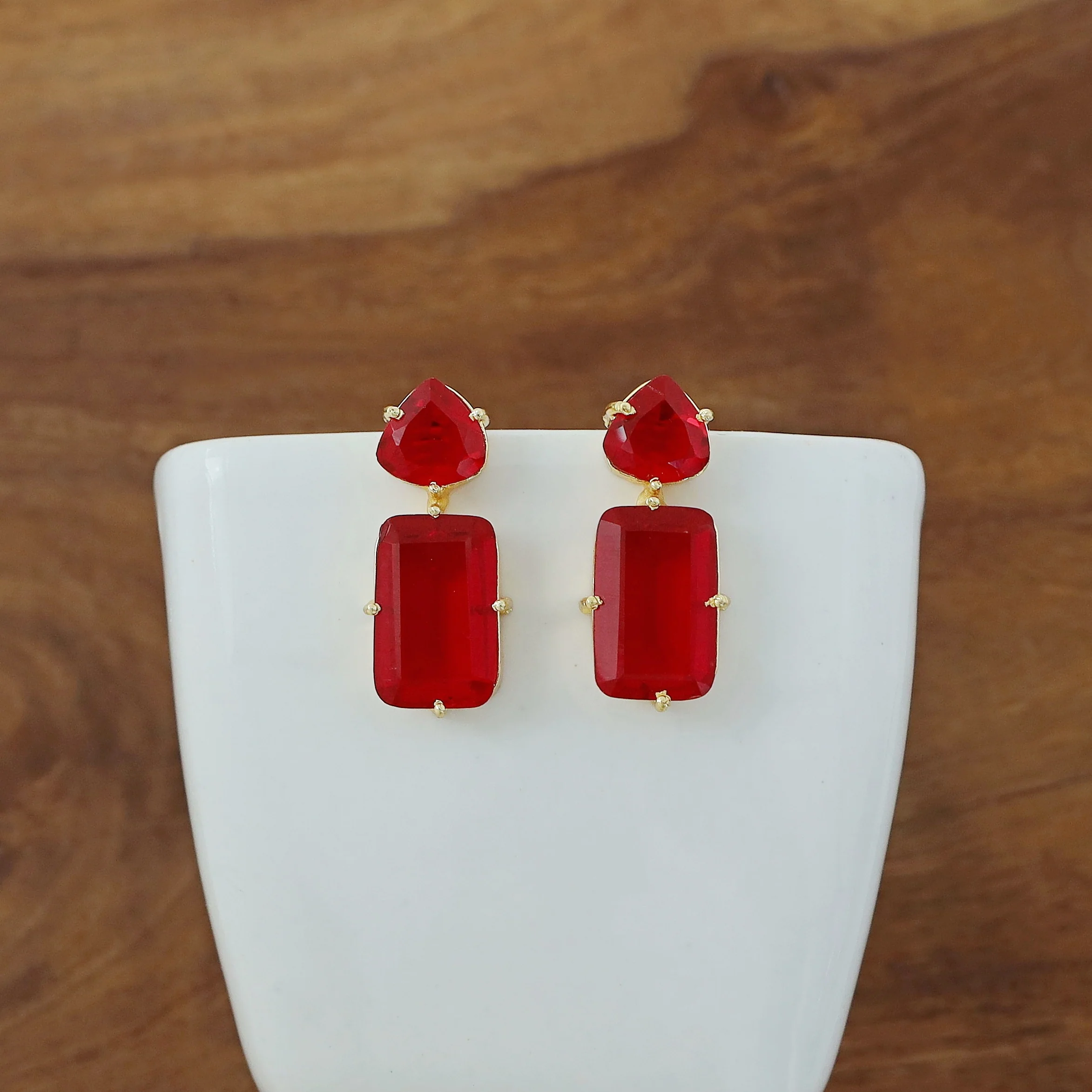 Golden Triangle And Rectangle Glossy Claw Earring - Image 21