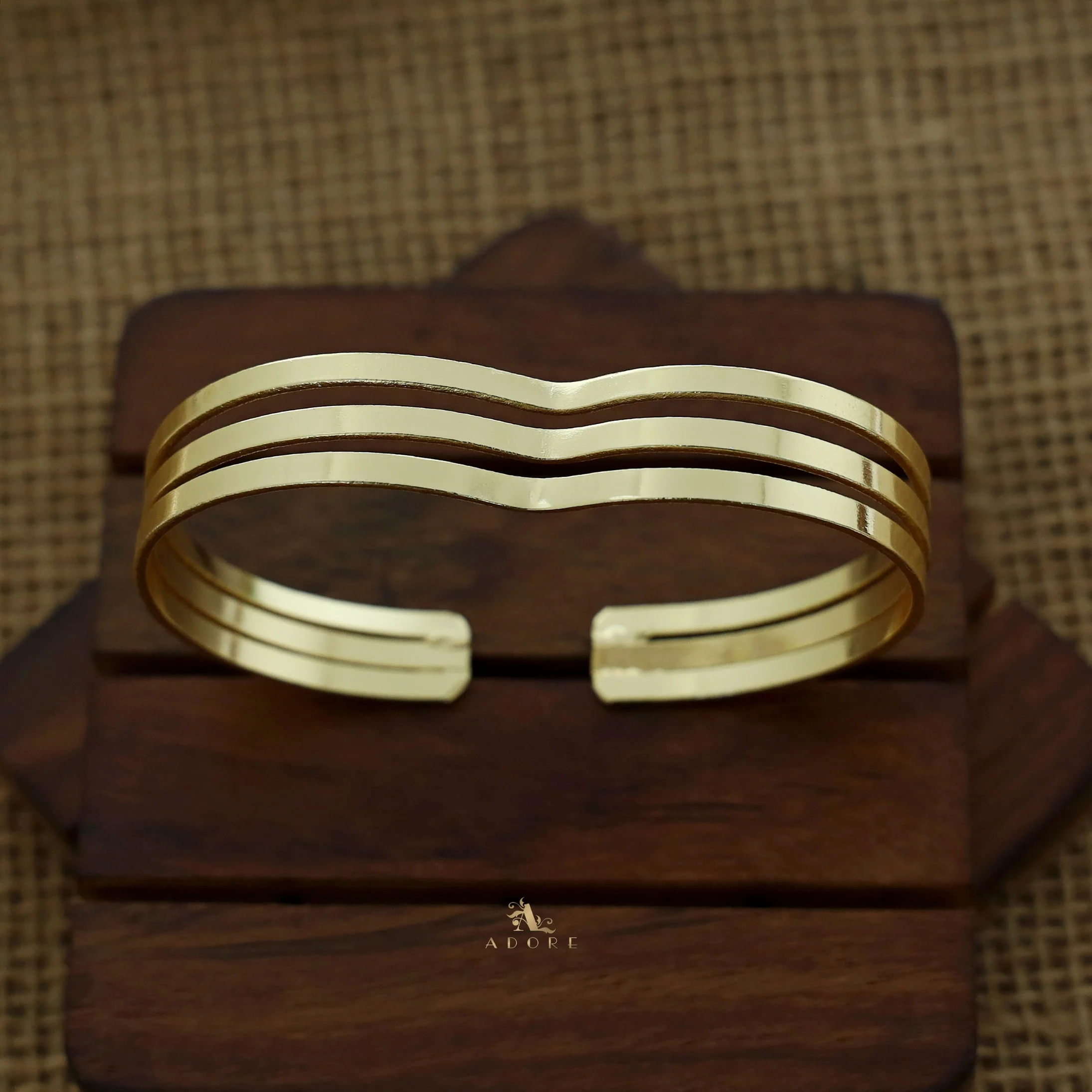 Golden Triple Layer Curvy Bangle - Image 2