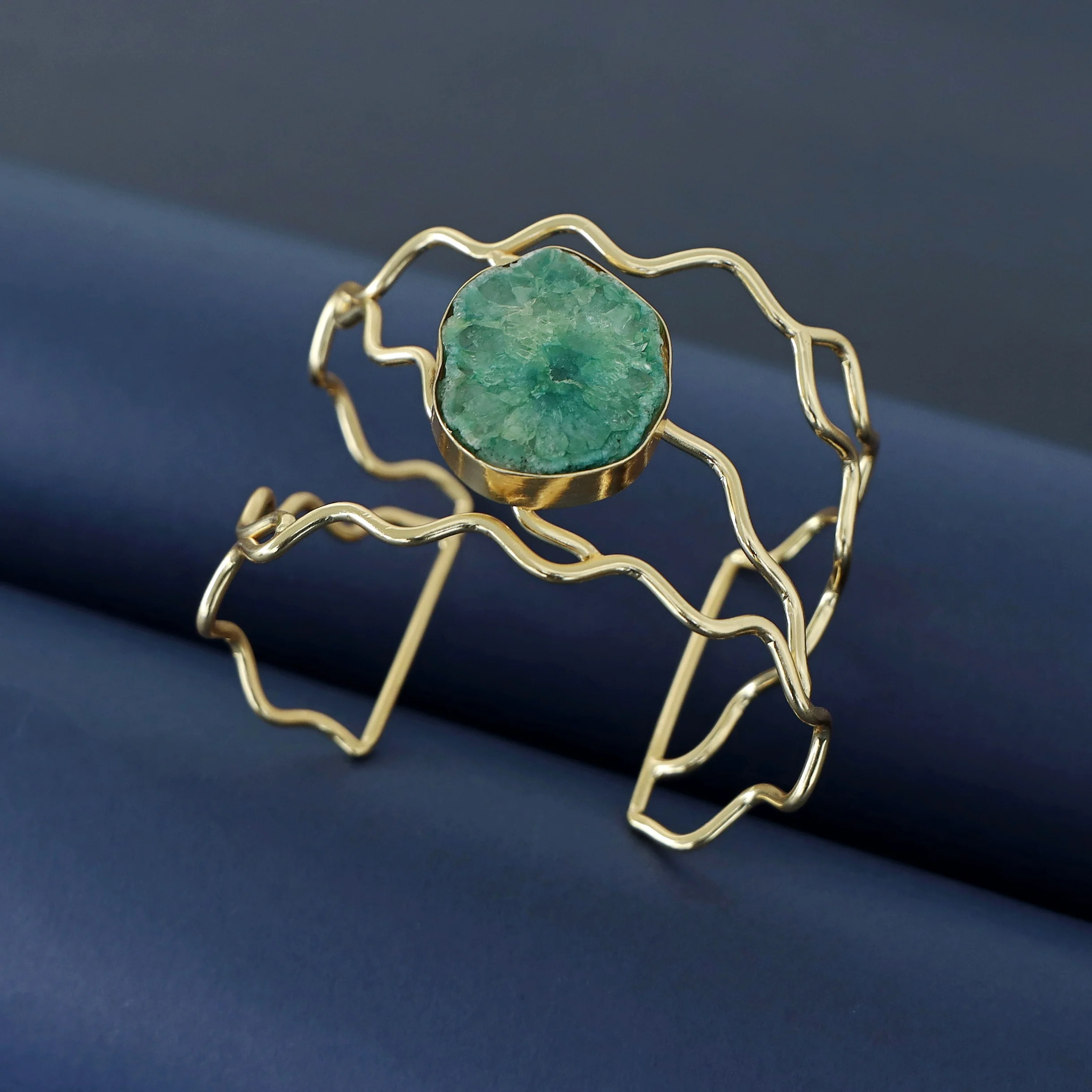 Golden Wavy Agate Stone Bangle - Image 10