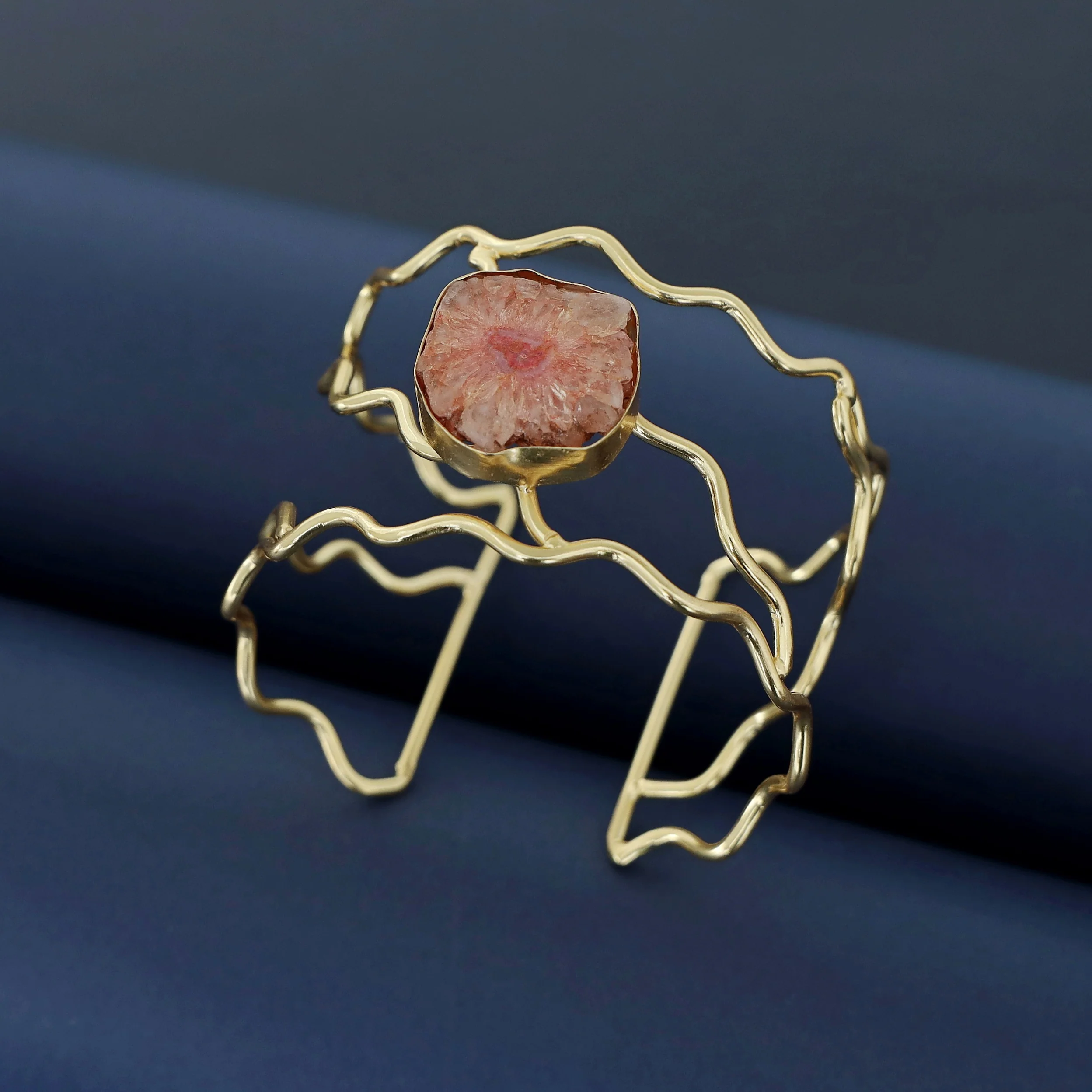 Golden Wavy Agate Stone Bangle - Image 13
