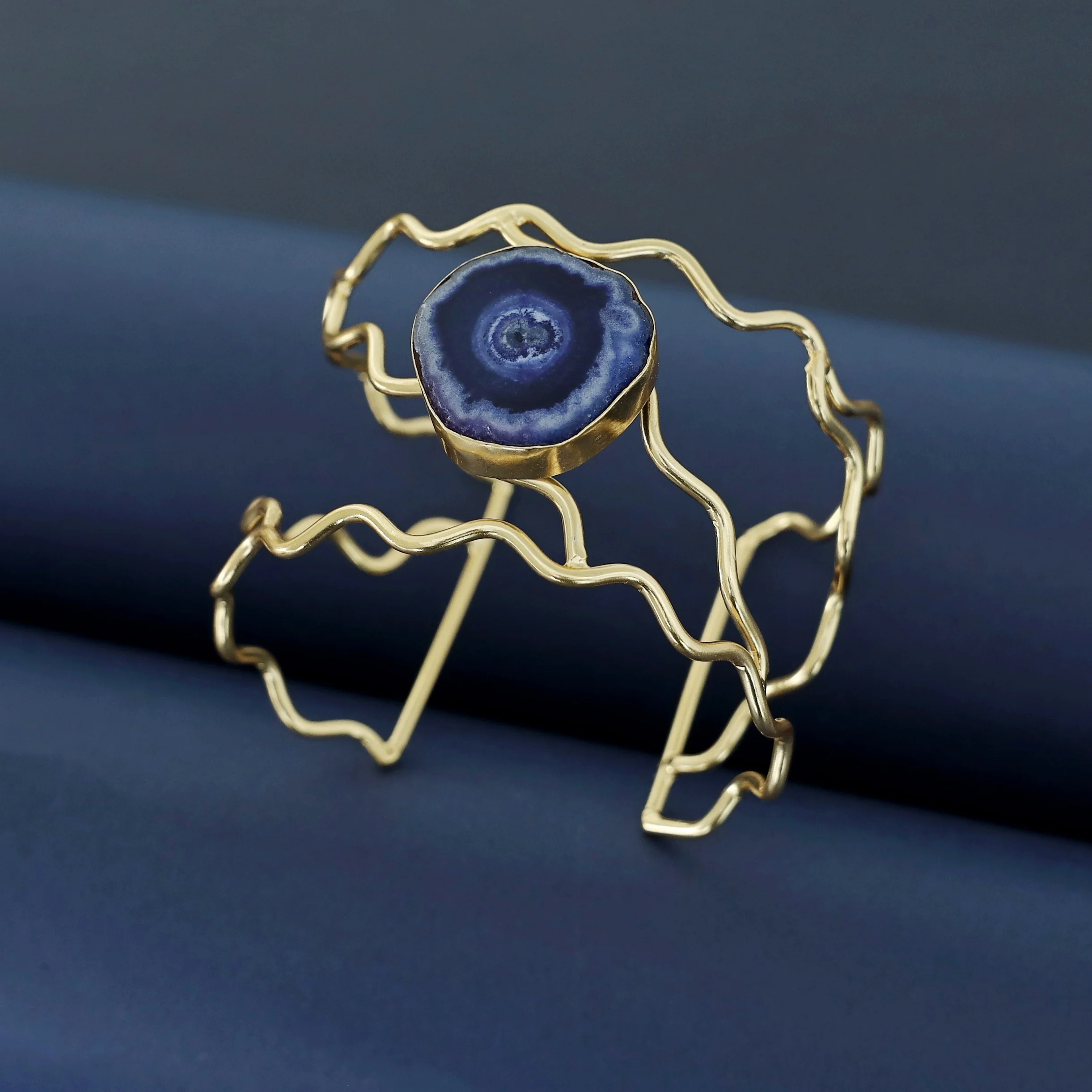 Golden Wavy Agate Stone Bangle - Image 14