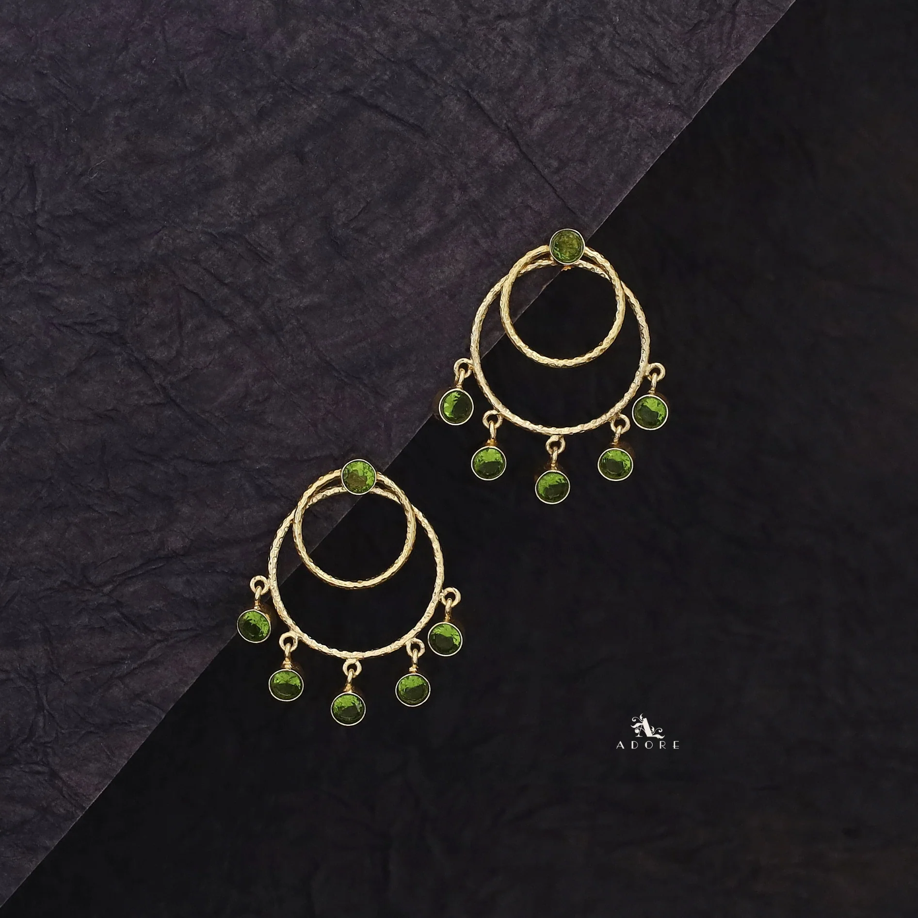 Gretel Dual Golden Hammered Round Glossy 2 in 1 Earring - Image 12