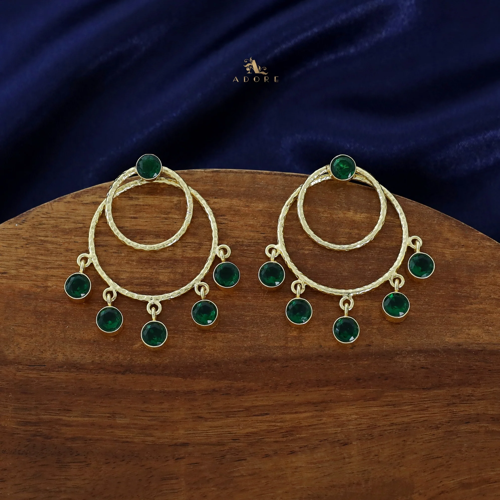 Gretel Dual Golden Hammered Round Glossy 2 in 1 Earring - Image 3