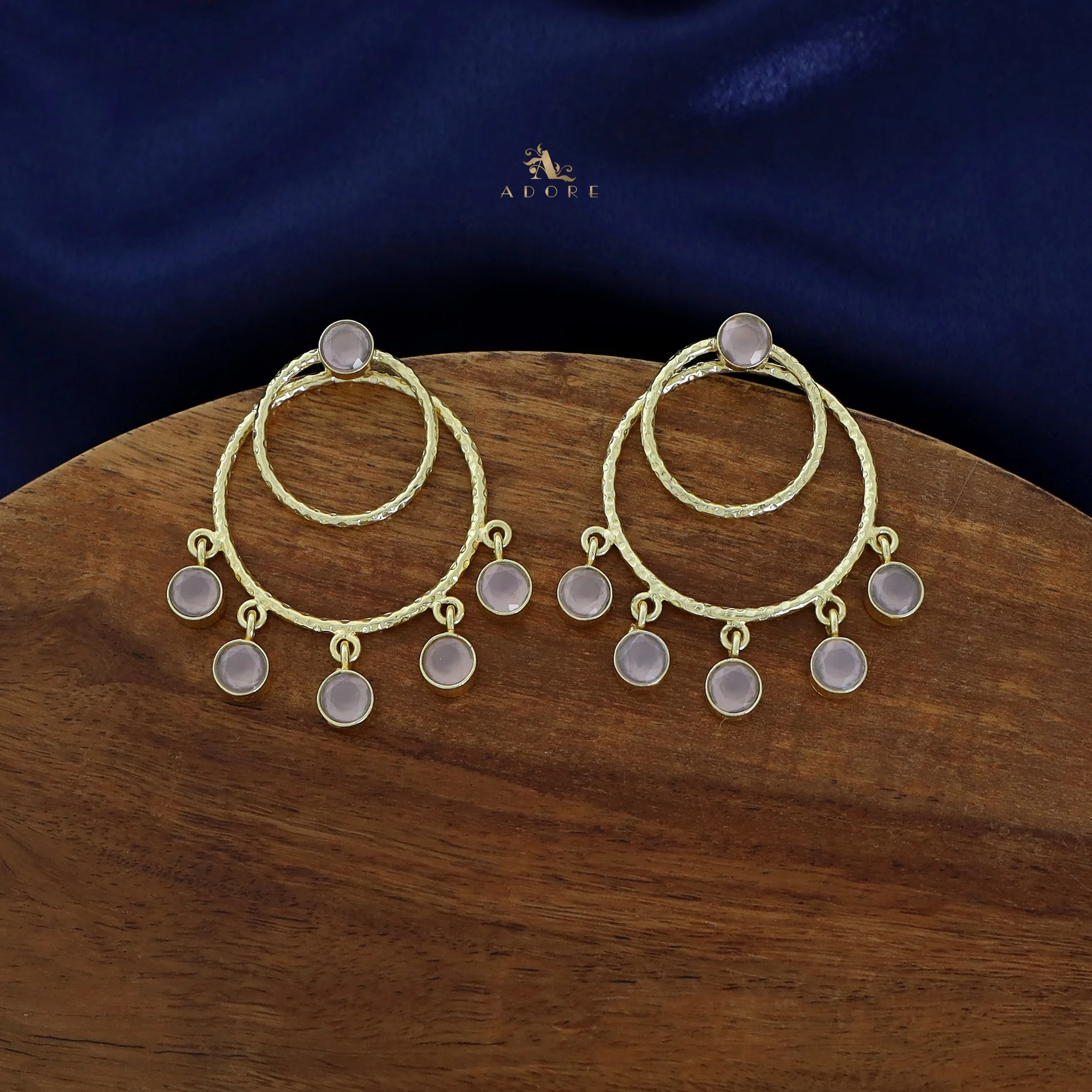 Gretel Dual Golden Hammered Round Glossy 2 in 1 Earring - Image 6
