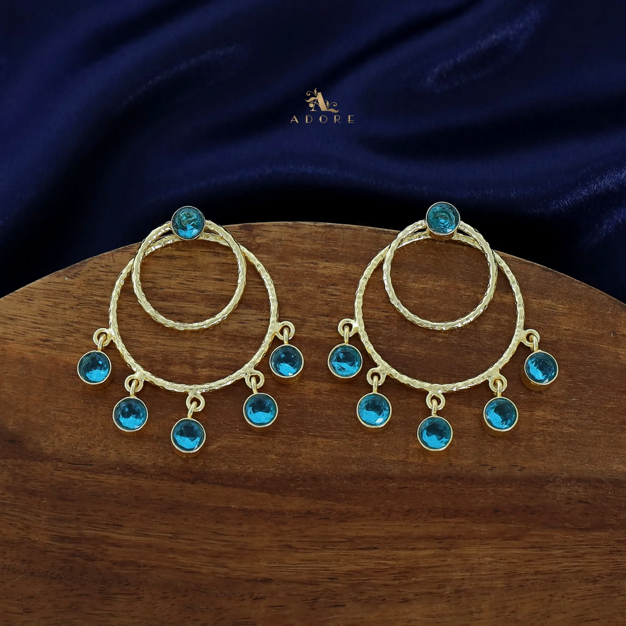 Gretel Dual Golden Hammered Round Glossy 2 in 1 Earring - Image 7