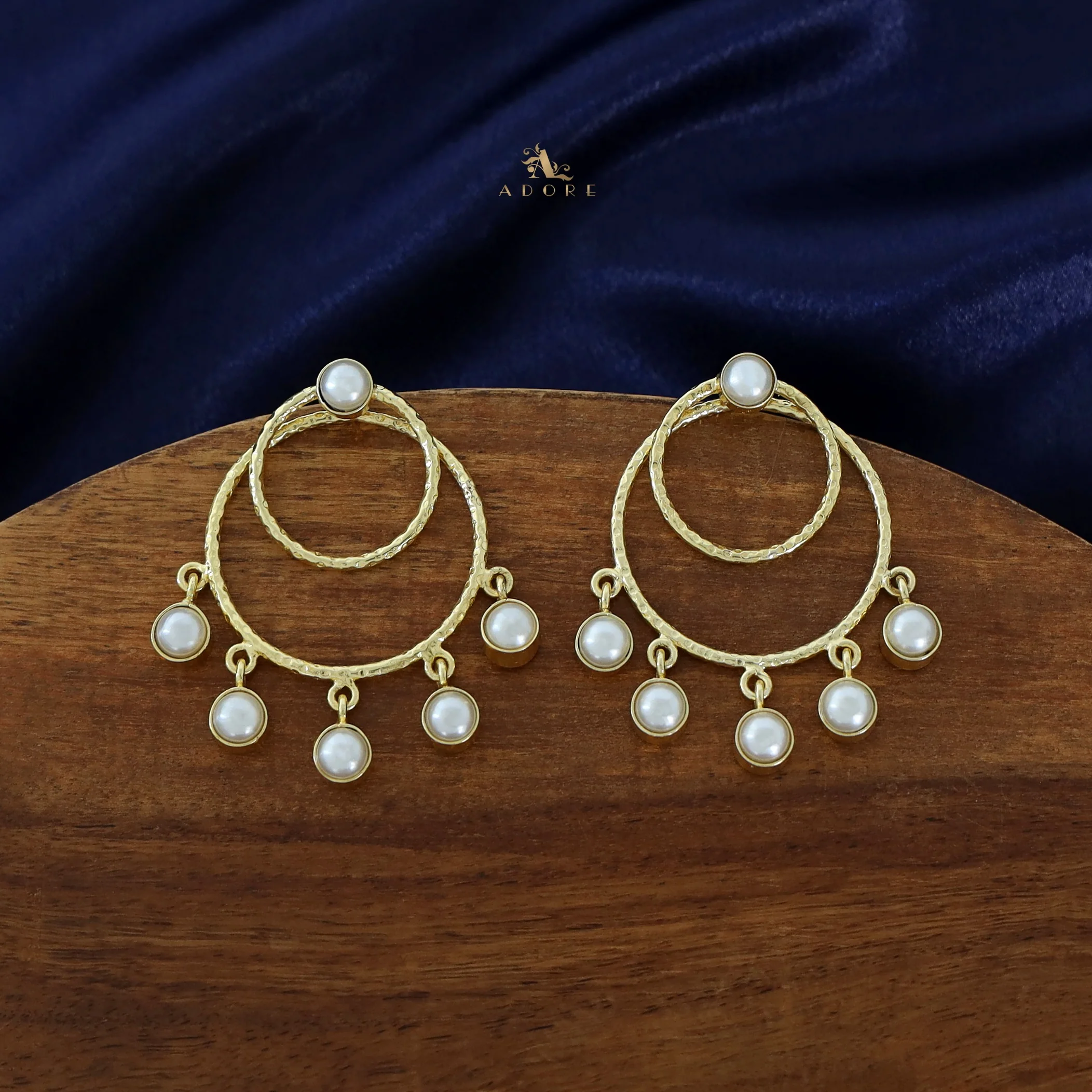 Gretel Dual Golden Hammered Round Glossy 2 in 1 Earring - Image 8