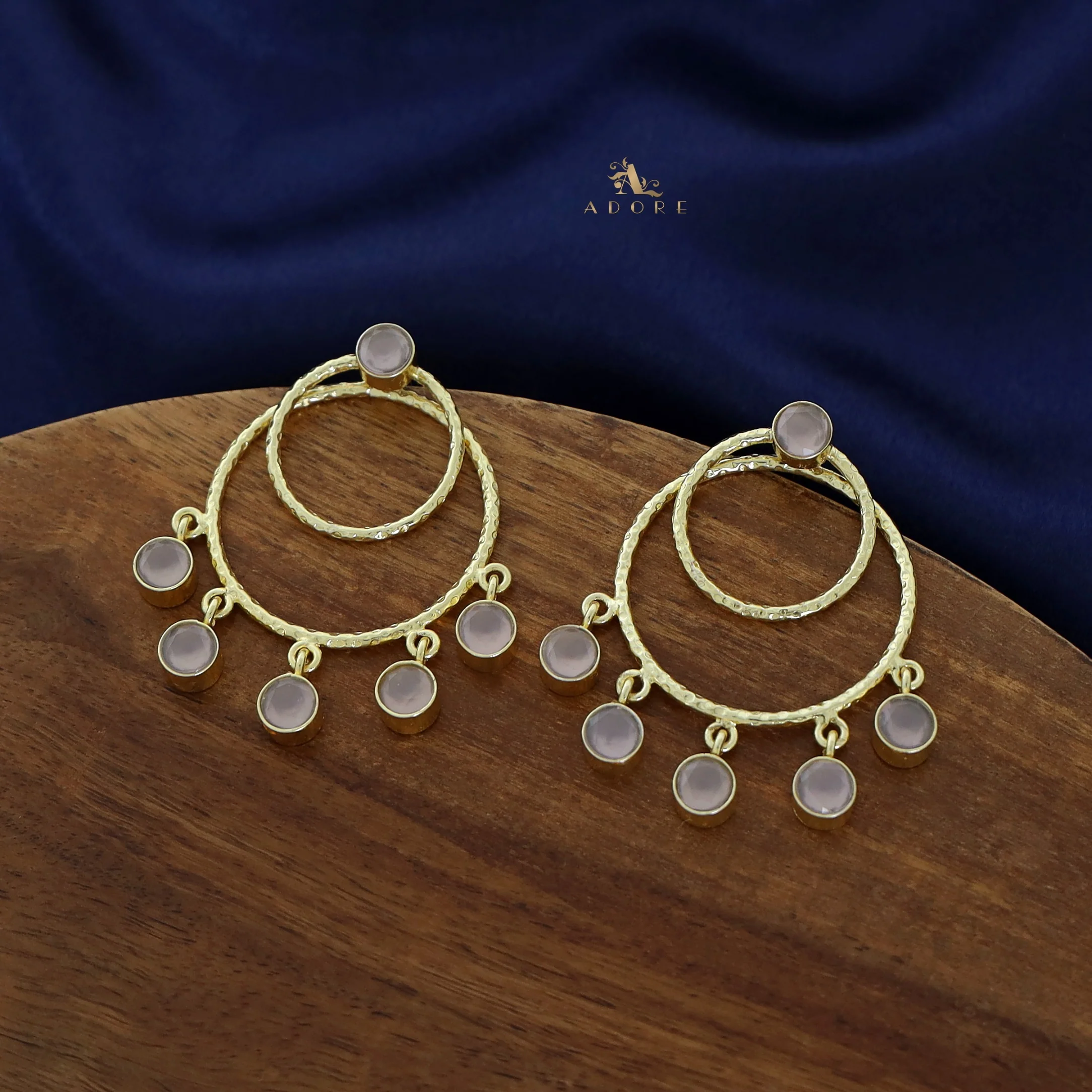 Gretel Dual Golden Hammered Round Glossy 2 in 1 Earring - Image 9