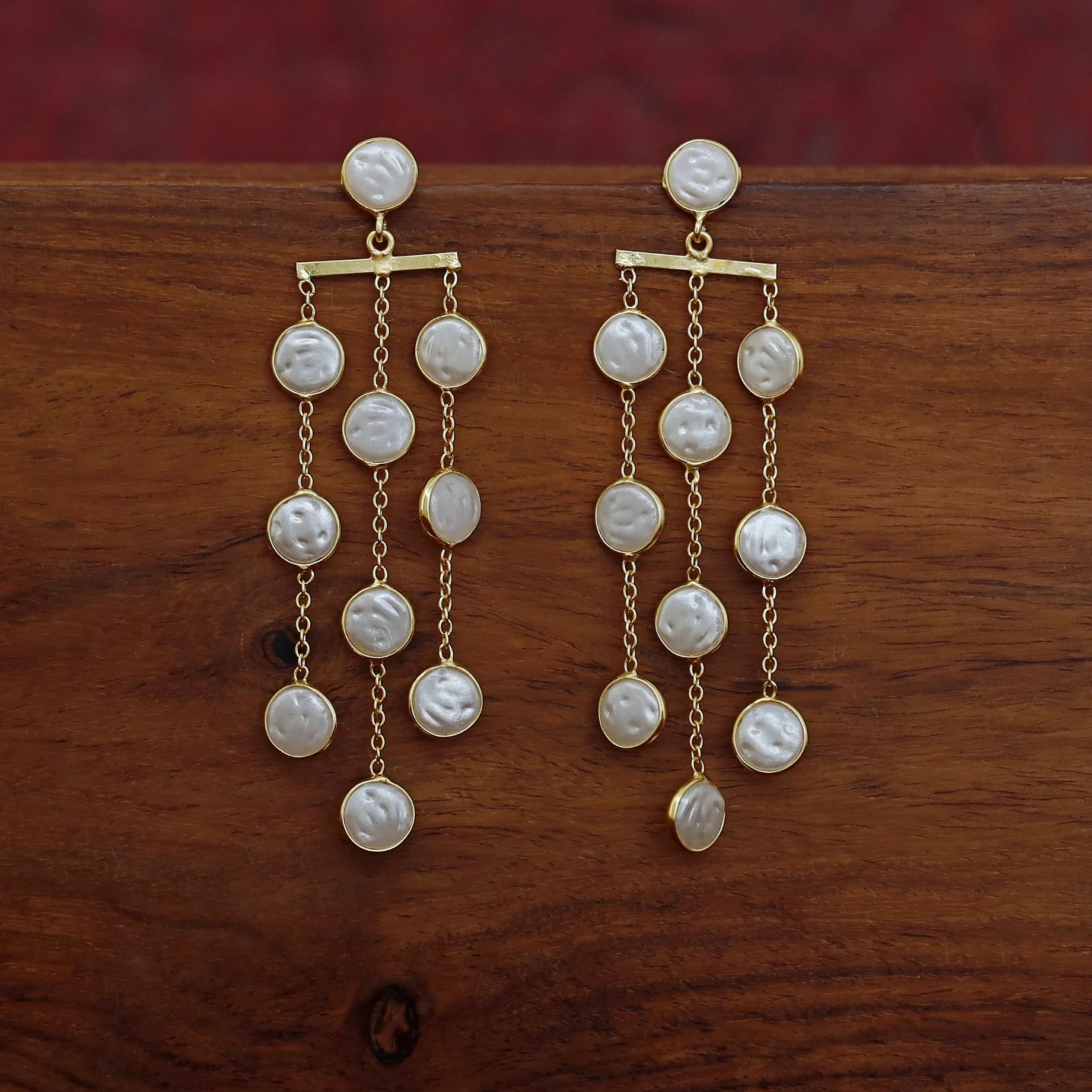 Haariya Golden Circle 3 Layer Baroque Earring - Image 2