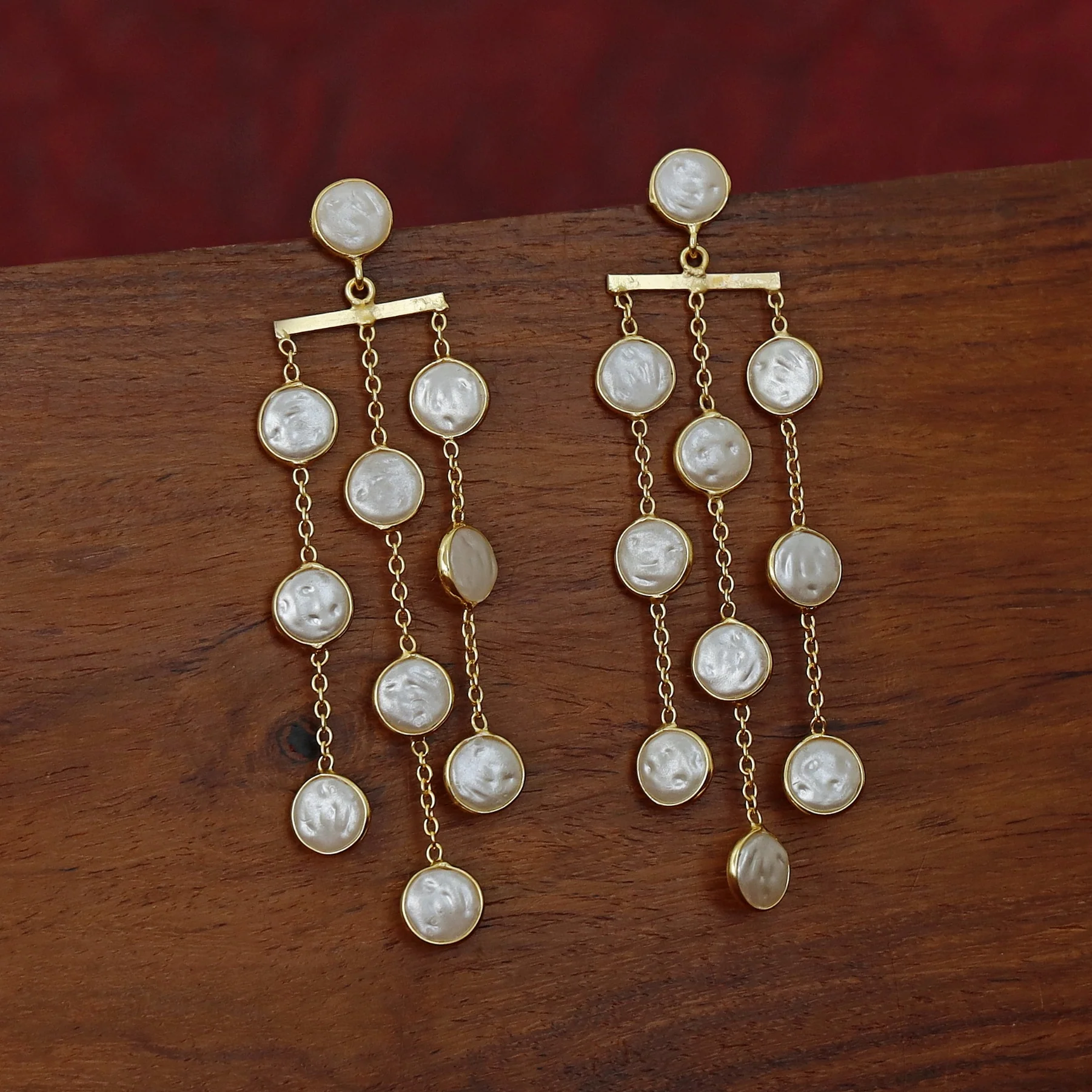 Haariya Golden Circle 3 Layer Baroque Earring - Image 3