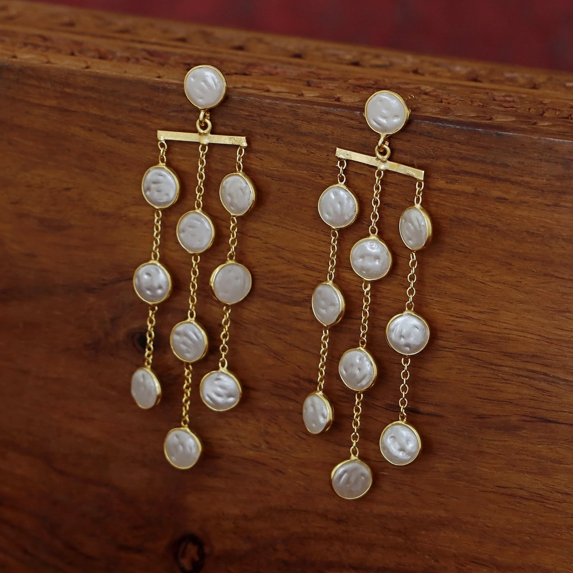 Haariya Golden Circle 3 Layer Baroque Earring - Image 4