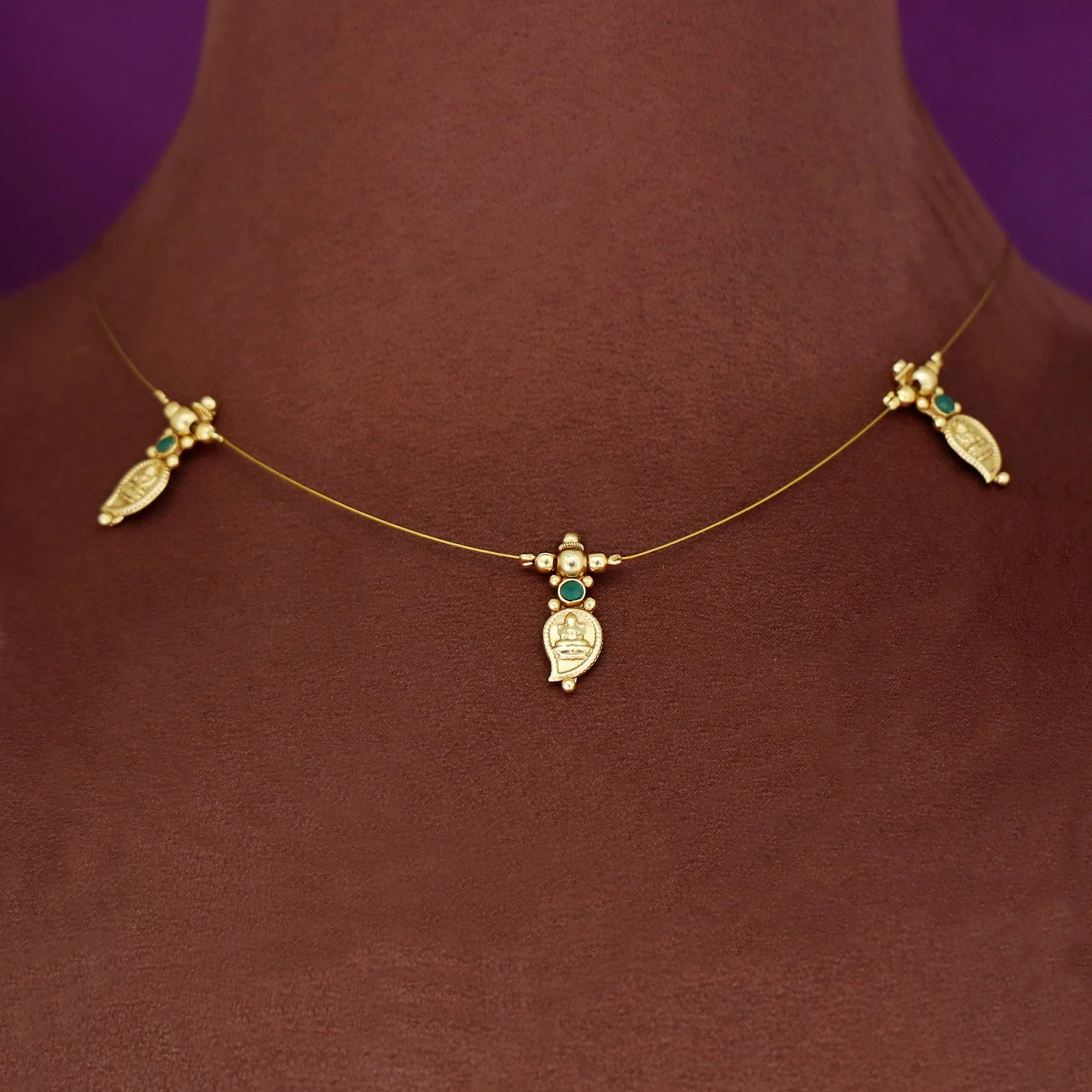 Haasinidevi Tri Mango Kaashi String Neckpiece - Image 2