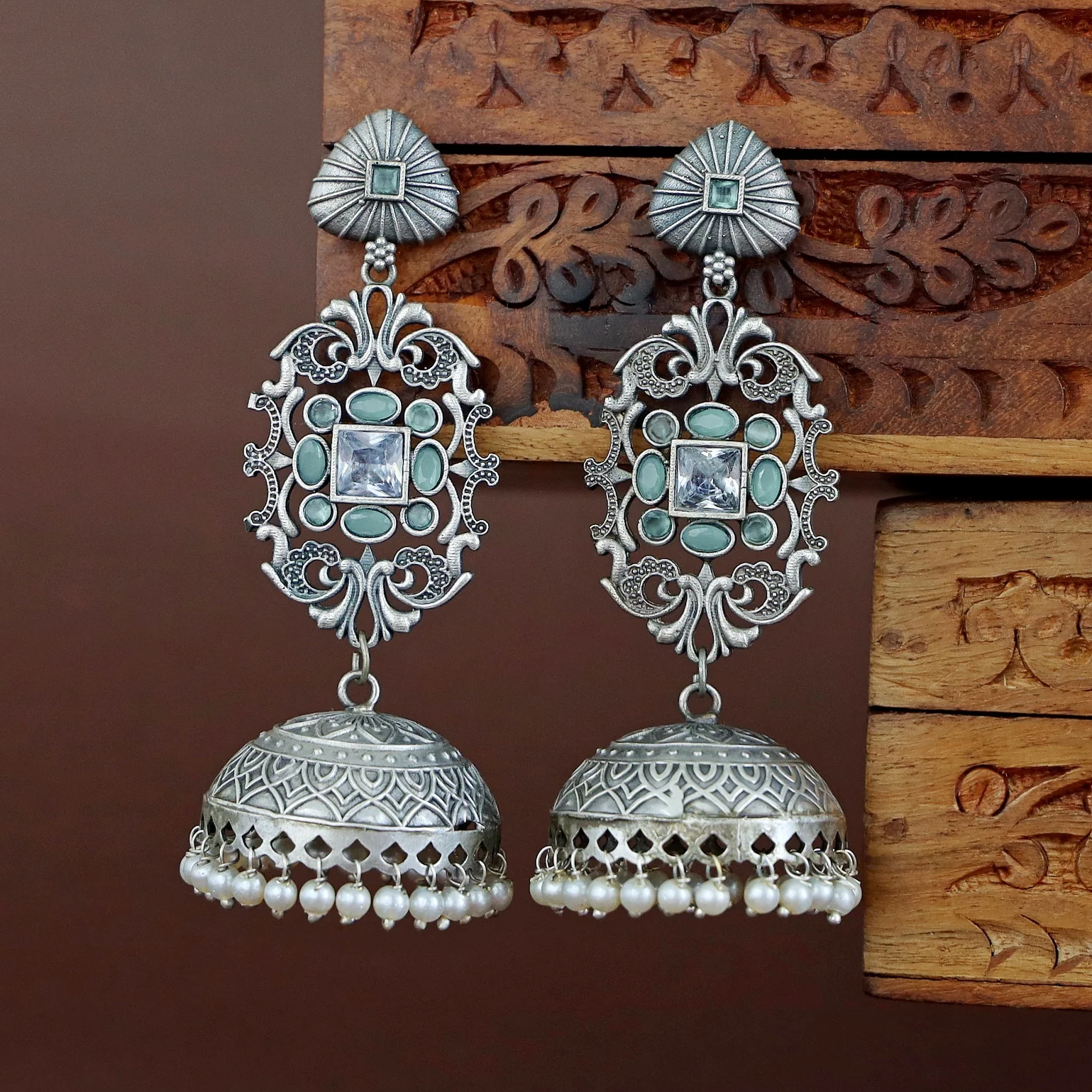 Hadiya Antique Pearl Jhumka - Image 4