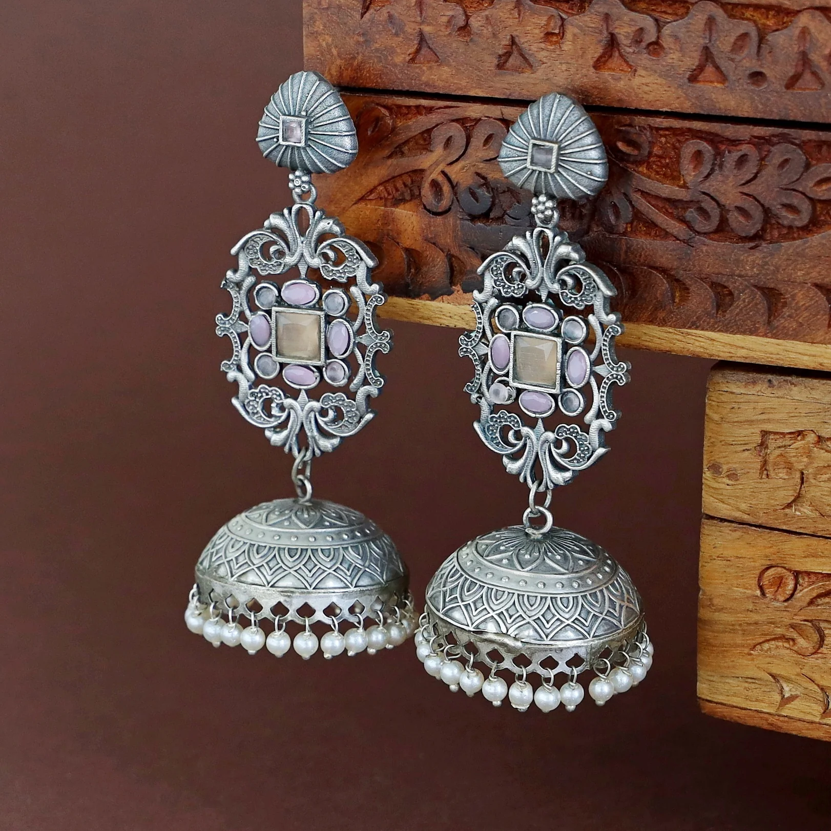 Hadiya Antique Pearl Jhumka - Image 5