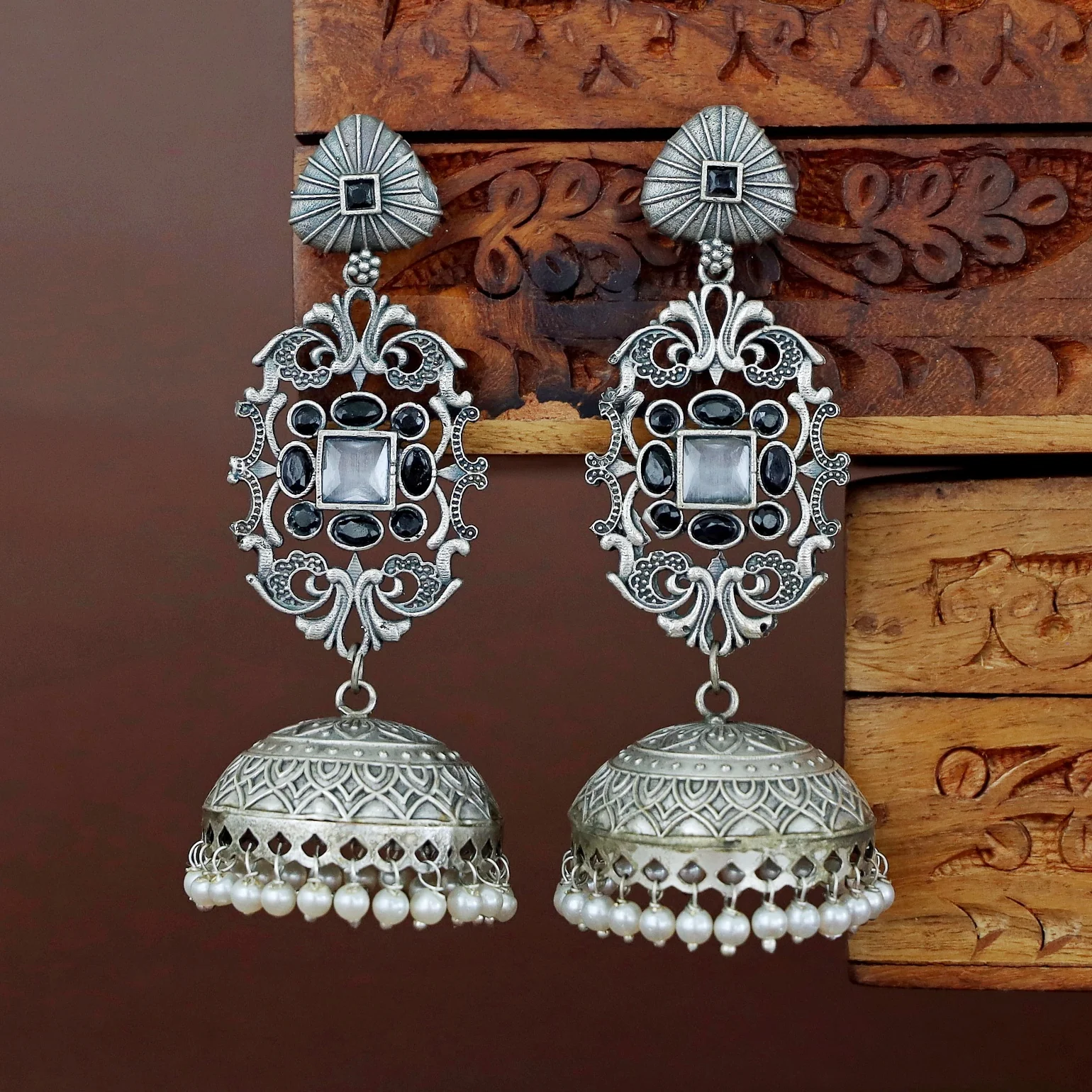Hadiya Antique Pearl Jhumka - Image 6