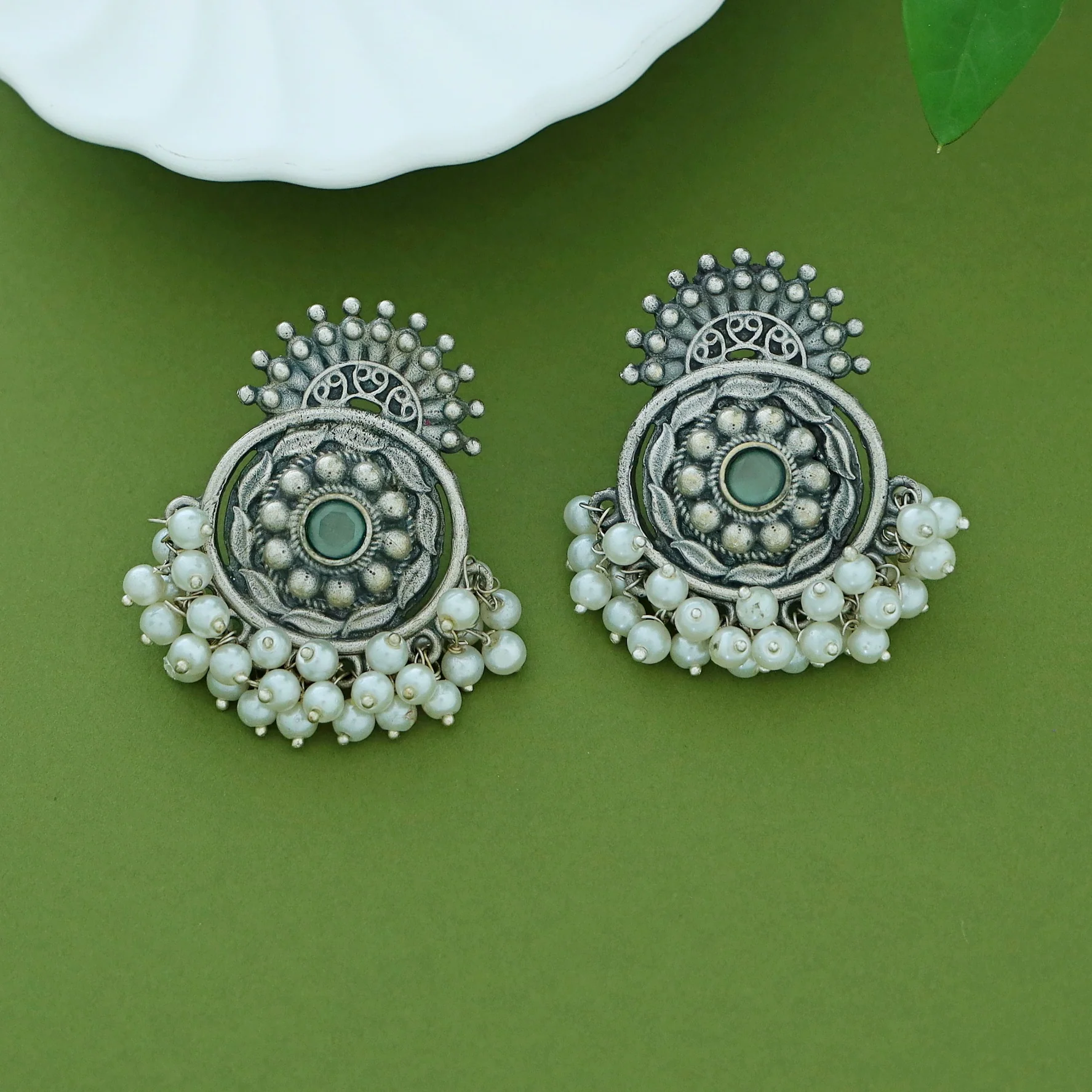 Halima Antique Flower Cluster Pearl Earring - Image 4