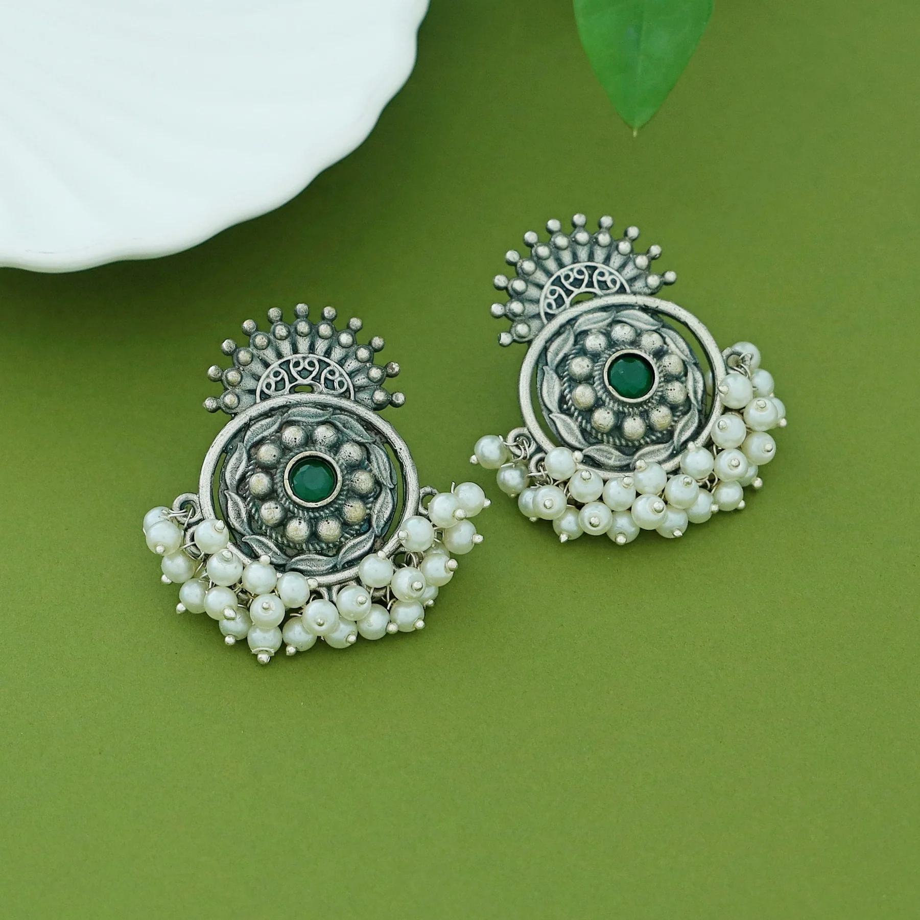 Halima Antique Flower Cluster Pearl Earring - Image 8