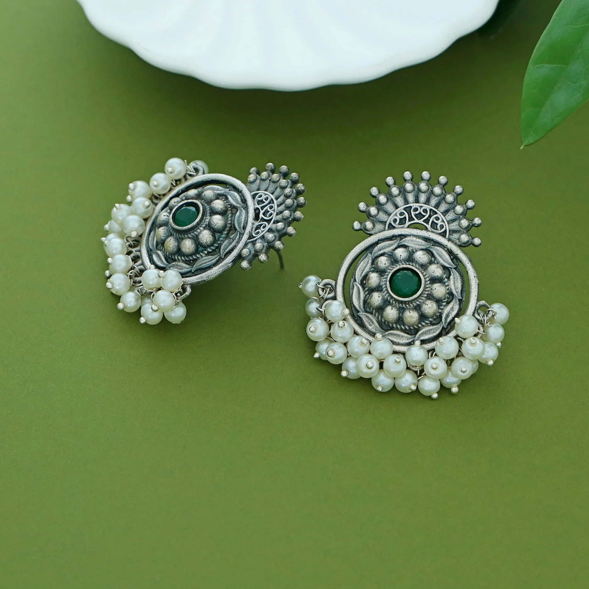 Halima Antique Flower Cluster Pearl Earring - Image 9