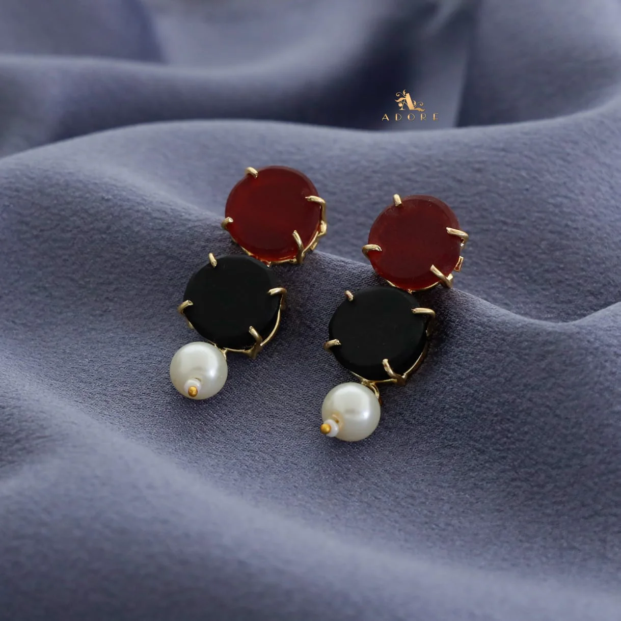 Halle Dual Raw Stone Claw Pearl Earring - Image 11