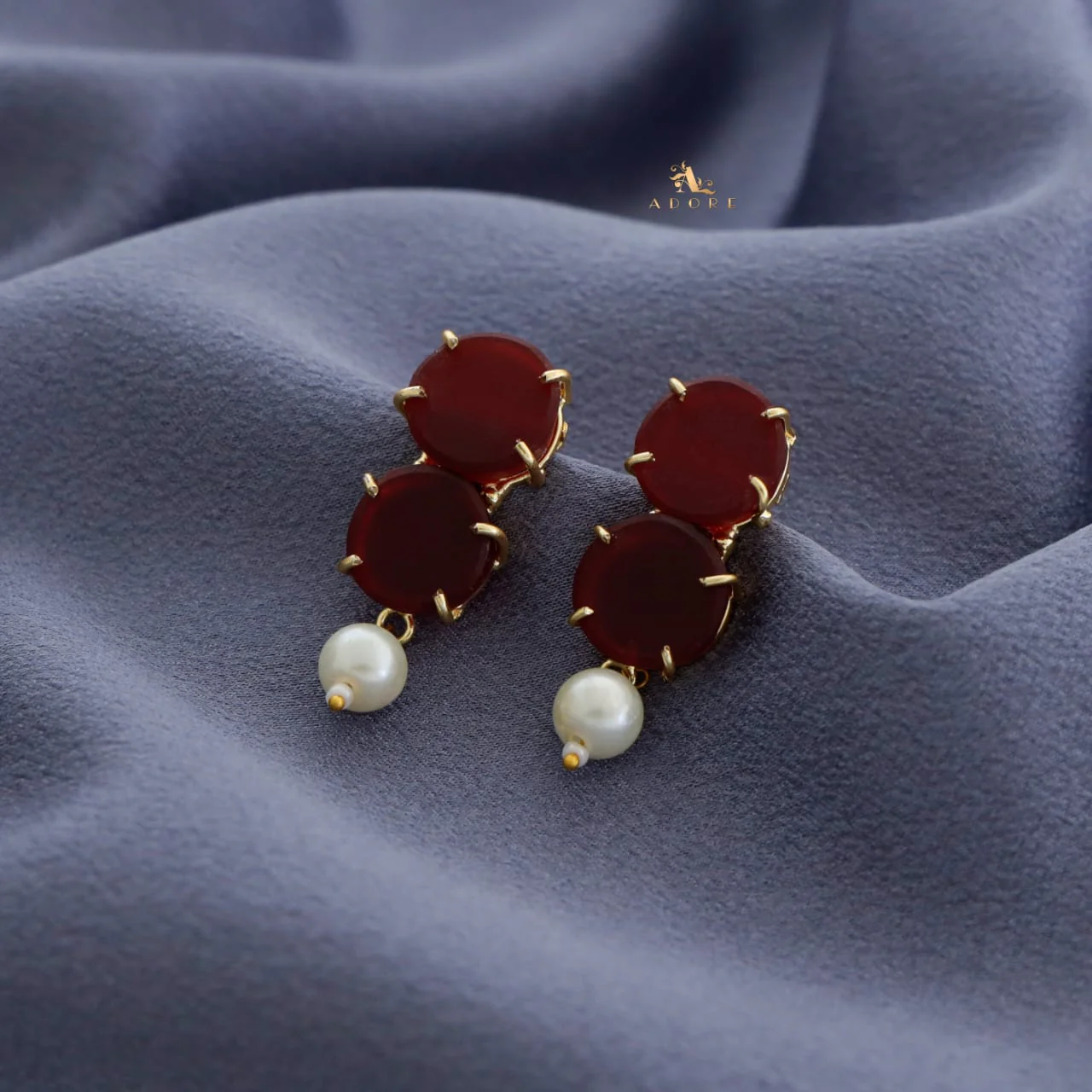 Halle Dual Raw Stone Claw Pearl Earring - Image 2
