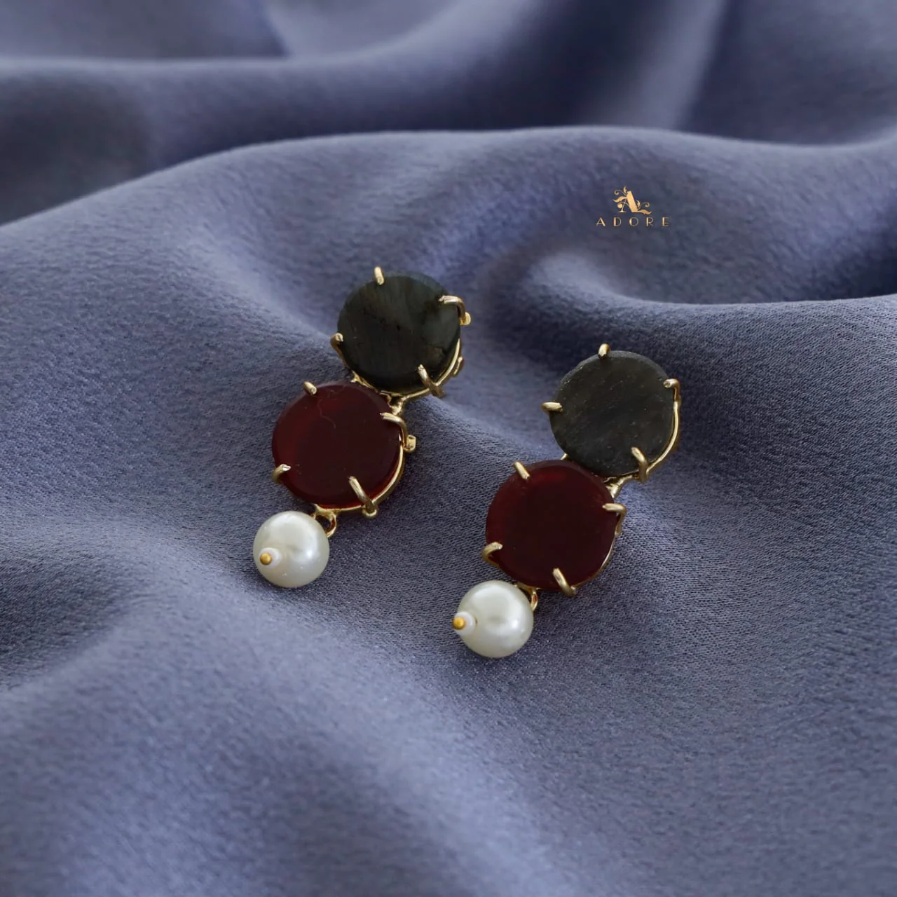 Halle Dual Raw Stone Claw Pearl Earring - Image 22