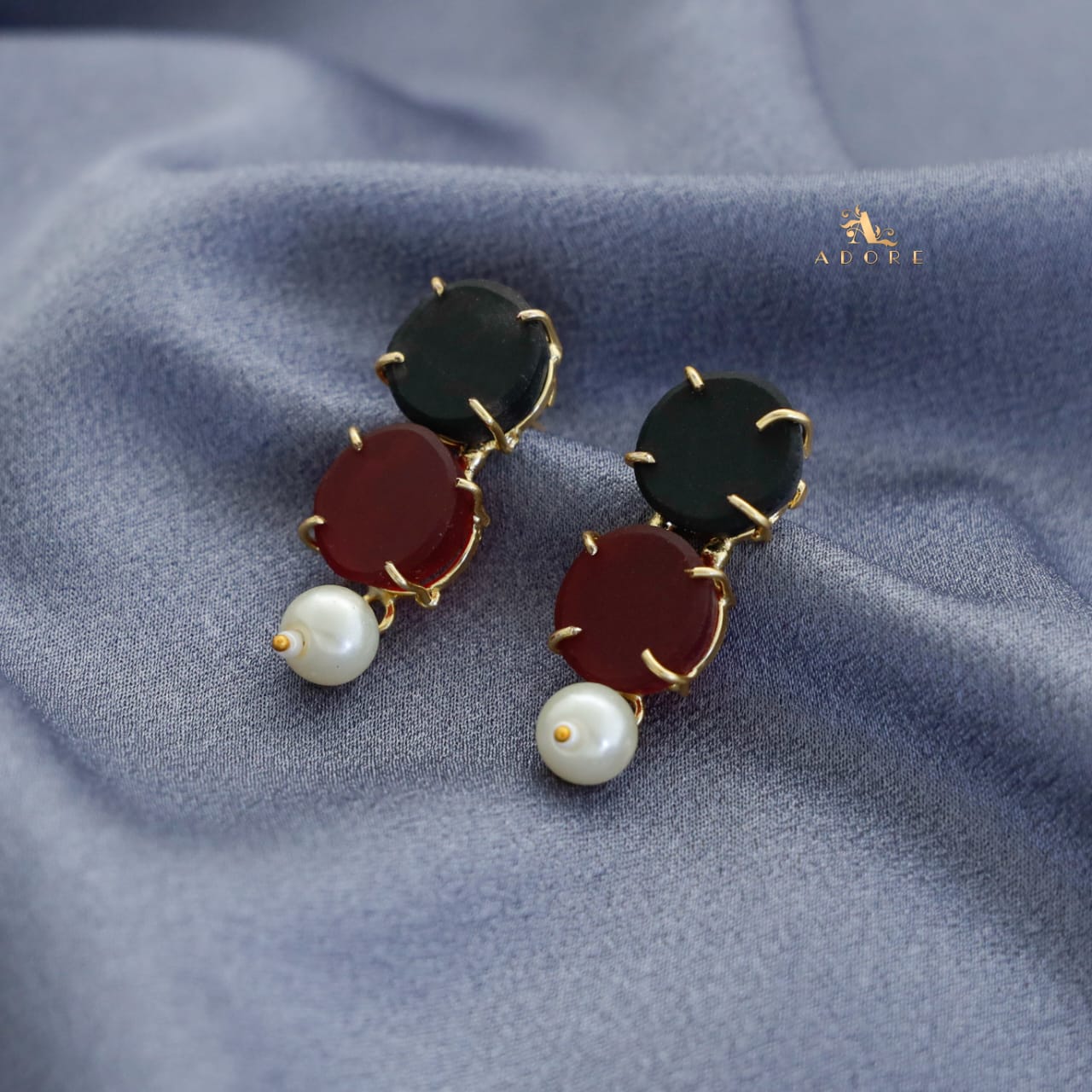 Halle Dual Raw Stone Claw Pearl Earring - Image 23