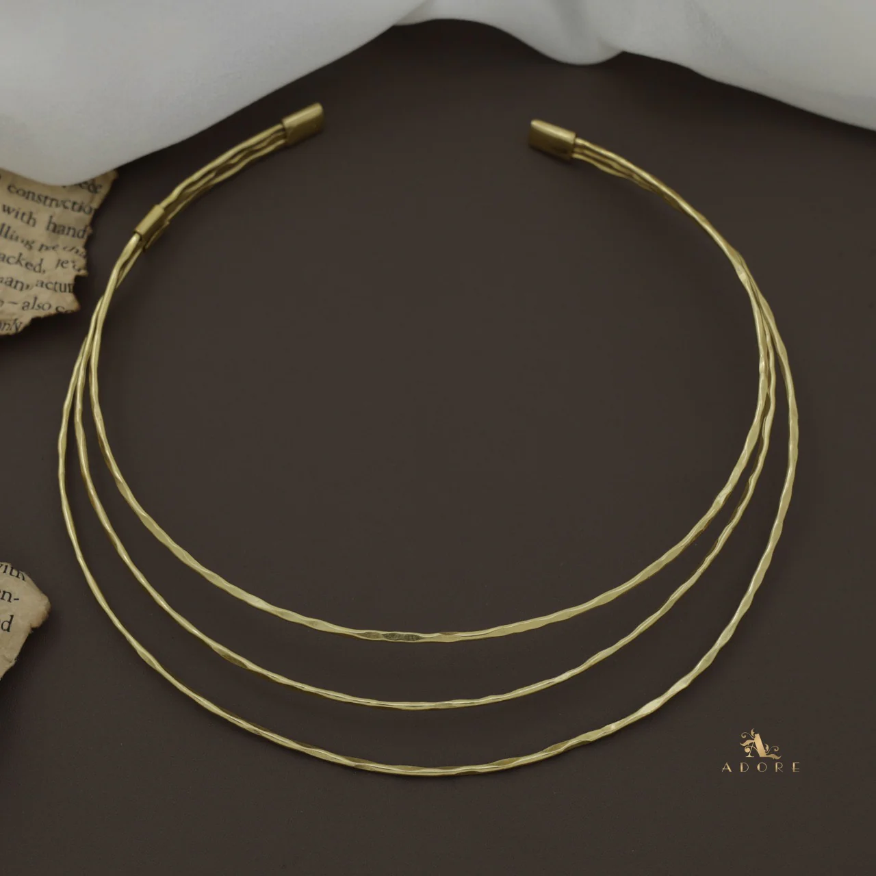 Hammered Golden  3 Layer Neck Cuff - Image 3