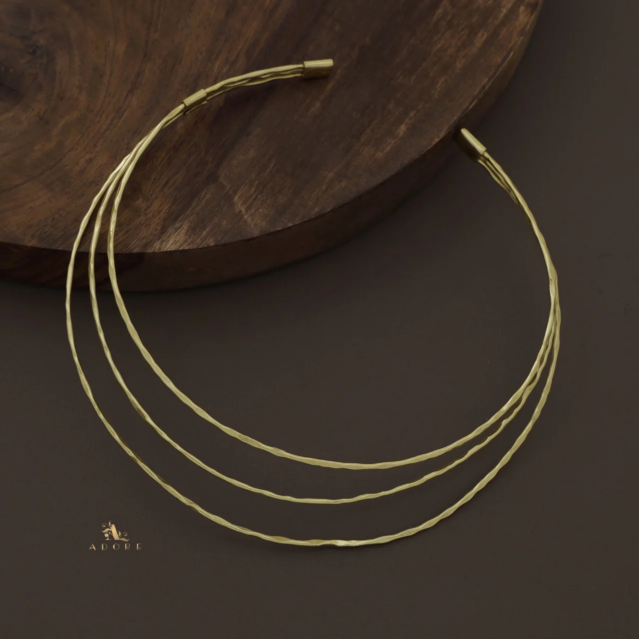 Hammered Golden  3 Layer Neck Cuff - Image 4