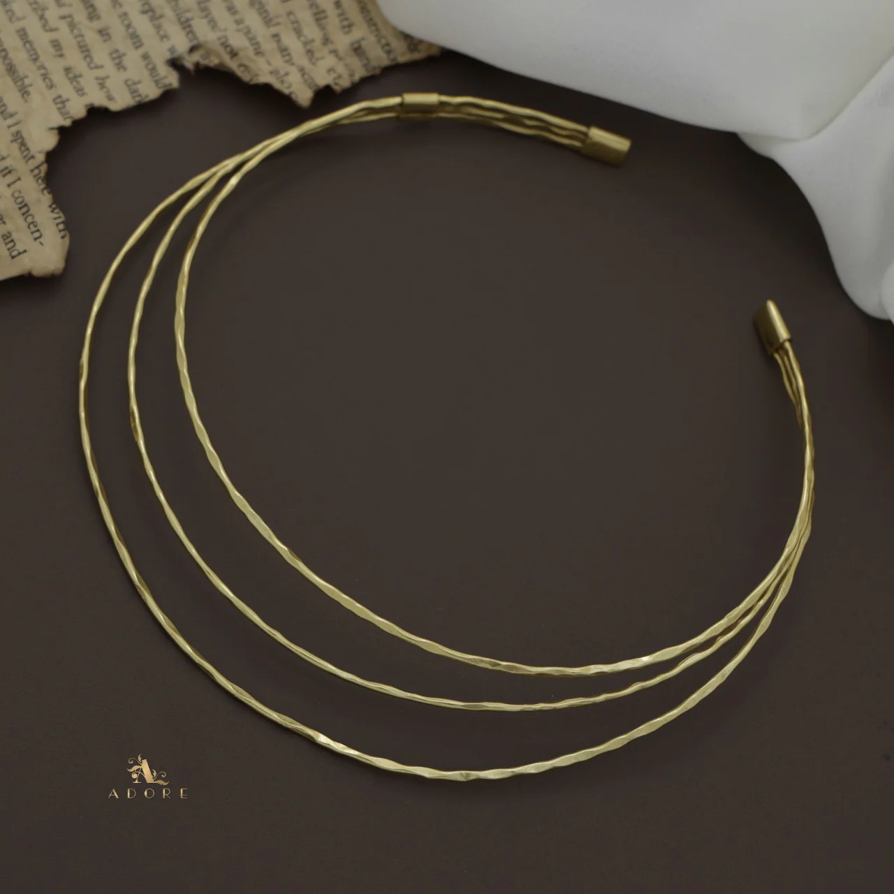 Hammered Golden  3 Layer Neck Cuff - Image 5