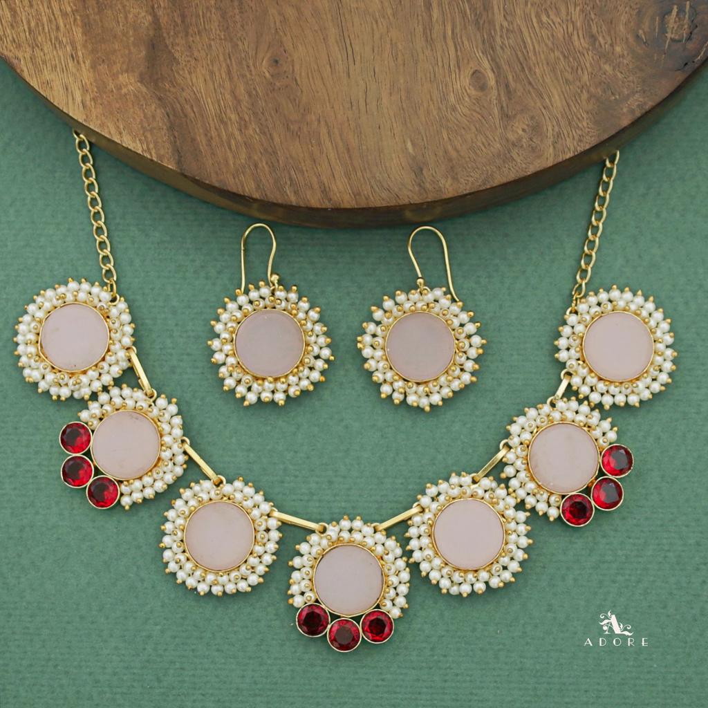 Harsha Raw Stone  Full Cluster Pearl Short Neckpiece With Drop - Image 2