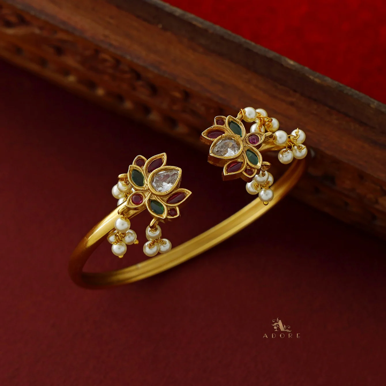 Hashini Flower Pearl Bangle - Image 3
