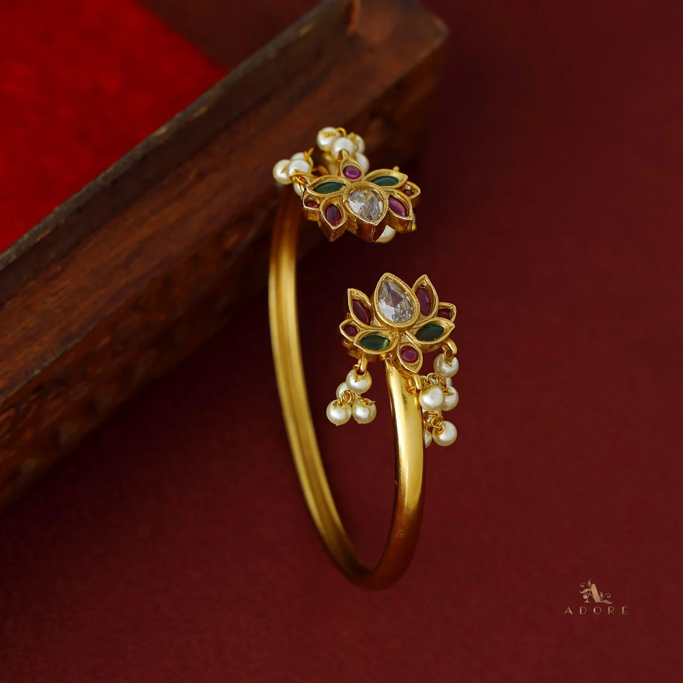 Hashini Flower Pearl Bangle - Image 4