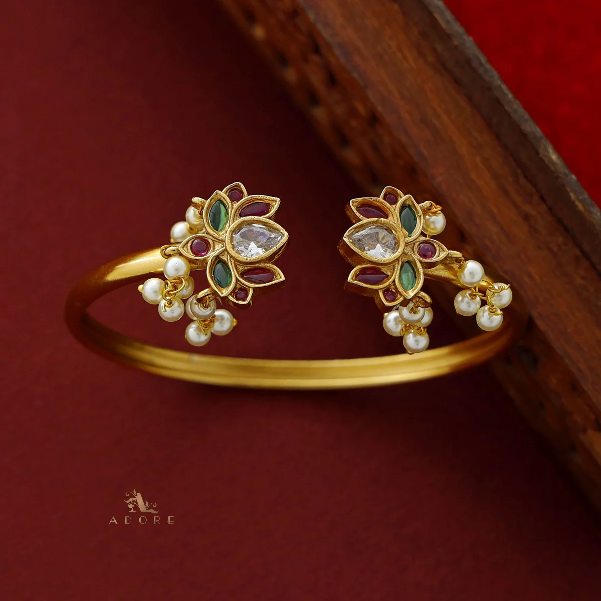 Hashini Flower Pearl Bangle - Image 5