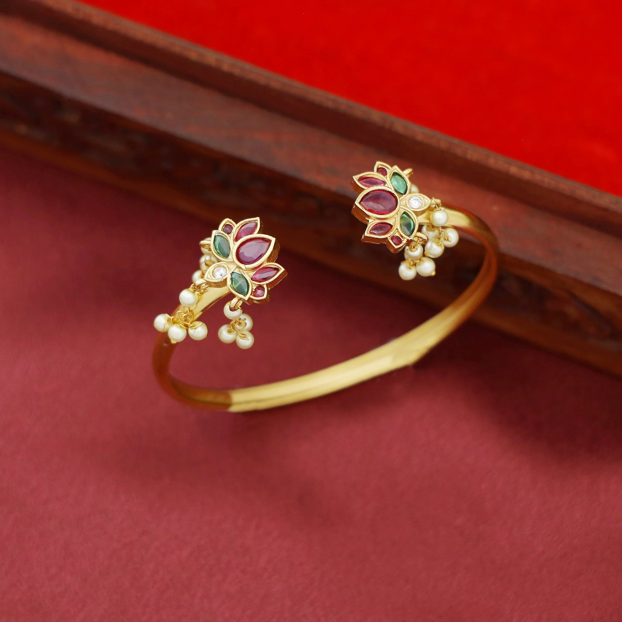 Hashini Flower Pearl Bangle - Image 7
