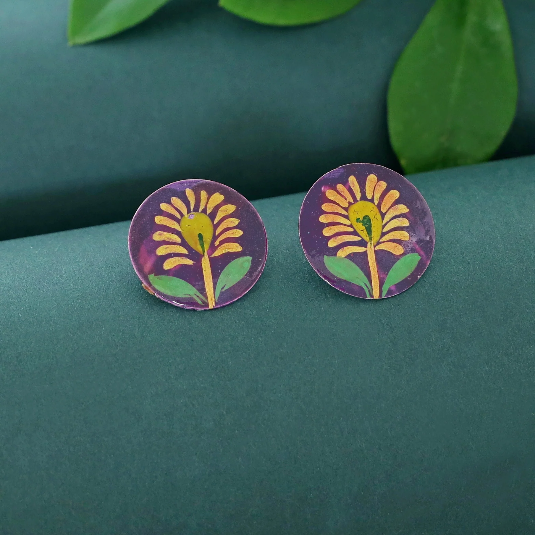Hayana Circle Hand Painted Earring - Image 3