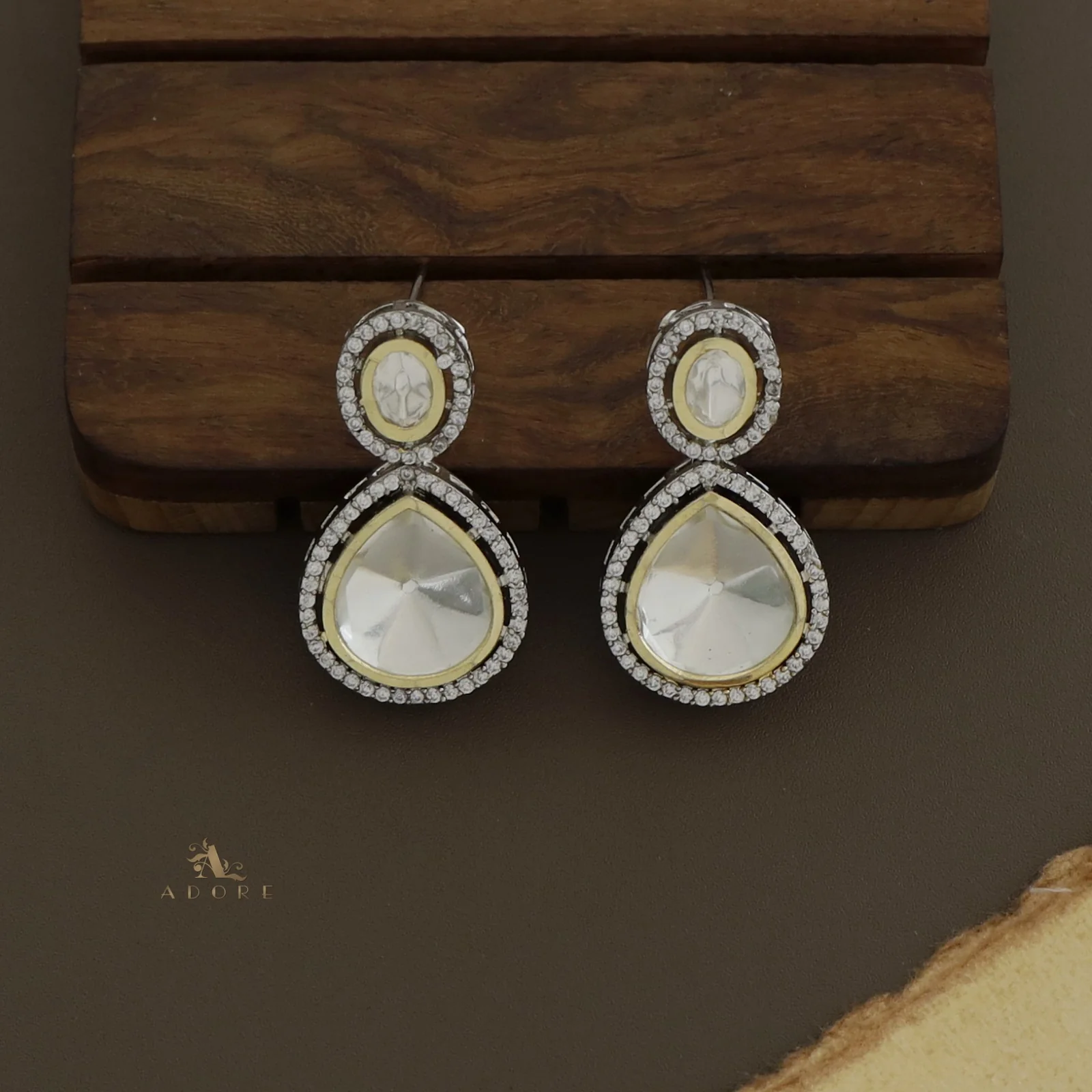 Hayathin Dual Tone Polki Kundan Choker With Earring - Image 5