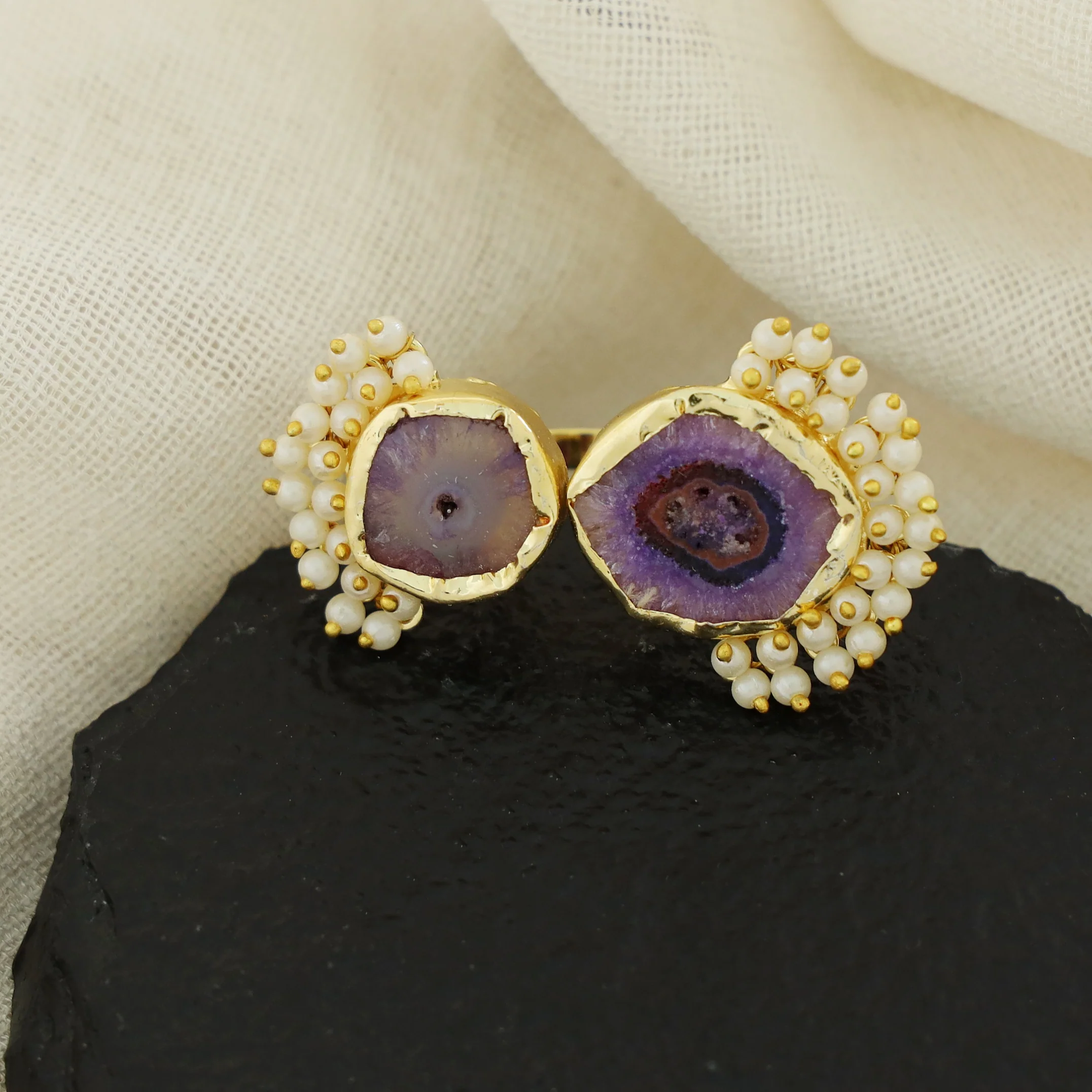 Heidi Agate Cluster Pearl Ring - Image 11